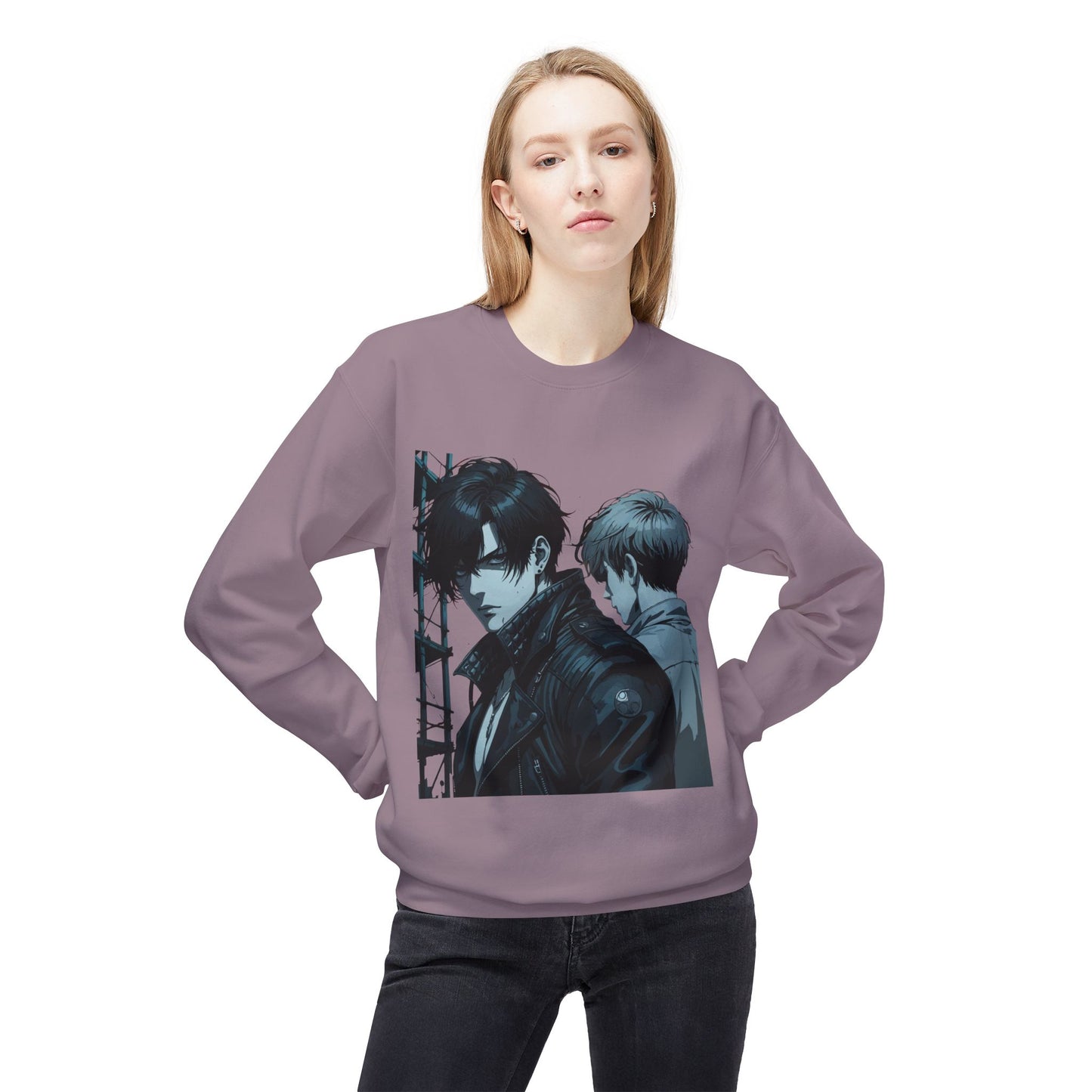 Unisex Fleece Crewneck Sweatshirt with Retro Art, Vintage Graphic Sweater, Casual Wear for Art Lovers, Gift for Him/Her, Cozy Relaxed Style