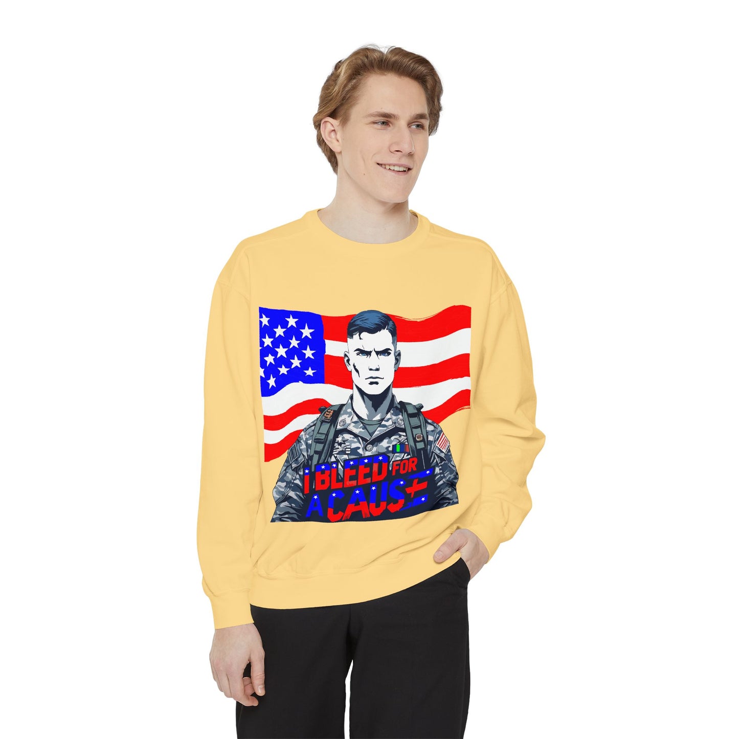 Patriotic Graphic Sweatshirt, Military Inspired Clothing, Unisex Casual Wear, Gift for Veterans, Comfortable Layering