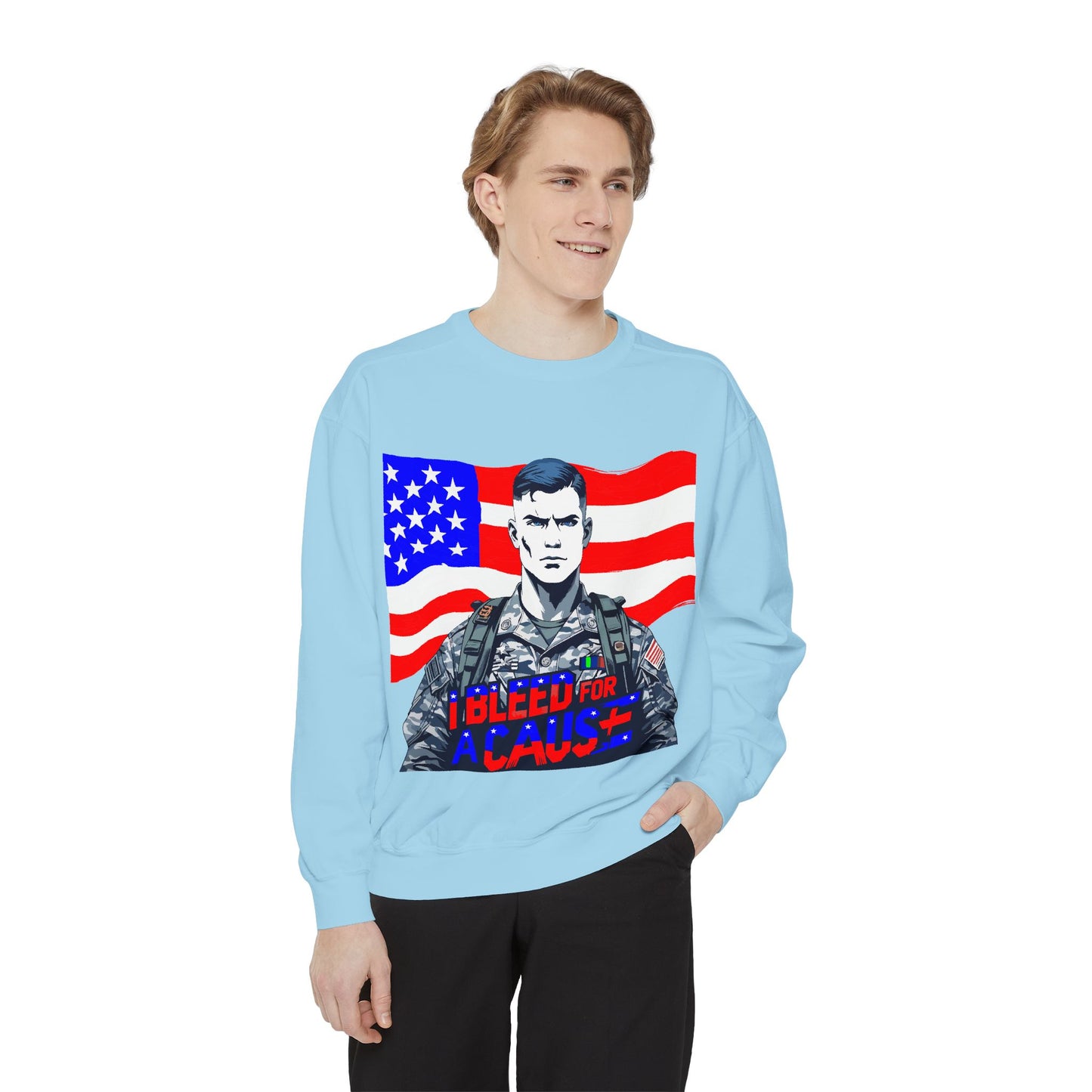 Patriotic Graphic Sweatshirt, Military Inspired Clothing, Unisex Casual Wear, Gift for Veterans, Comfortable Layering