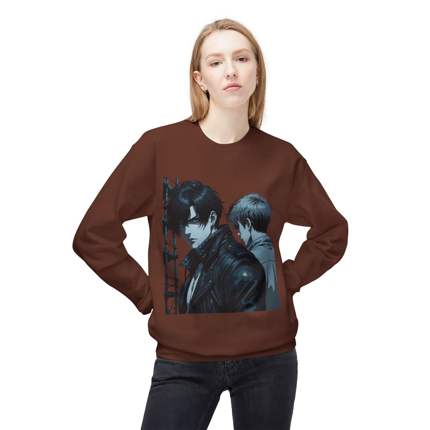 Unisex Fleece Crewneck Sweatshirt with Retro Art, Vintage Graphic Sweater, Casual Wear for Art Lovers, Gift for Him/Her, Cozy Relaxed Style