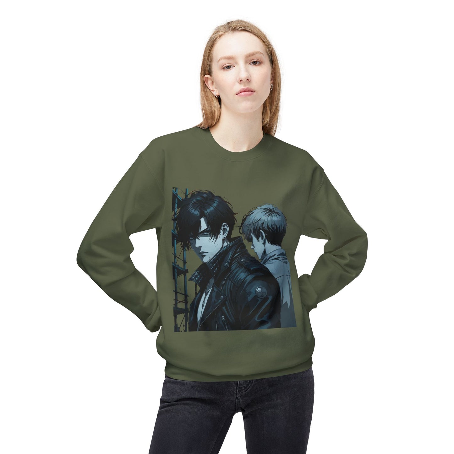 Unisex Fleece Crewneck Sweatshirt with Retro Art, Vintage Graphic Sweater, Casual Wear for Art Lovers, Gift for Him/Her, Cozy Relaxed Style