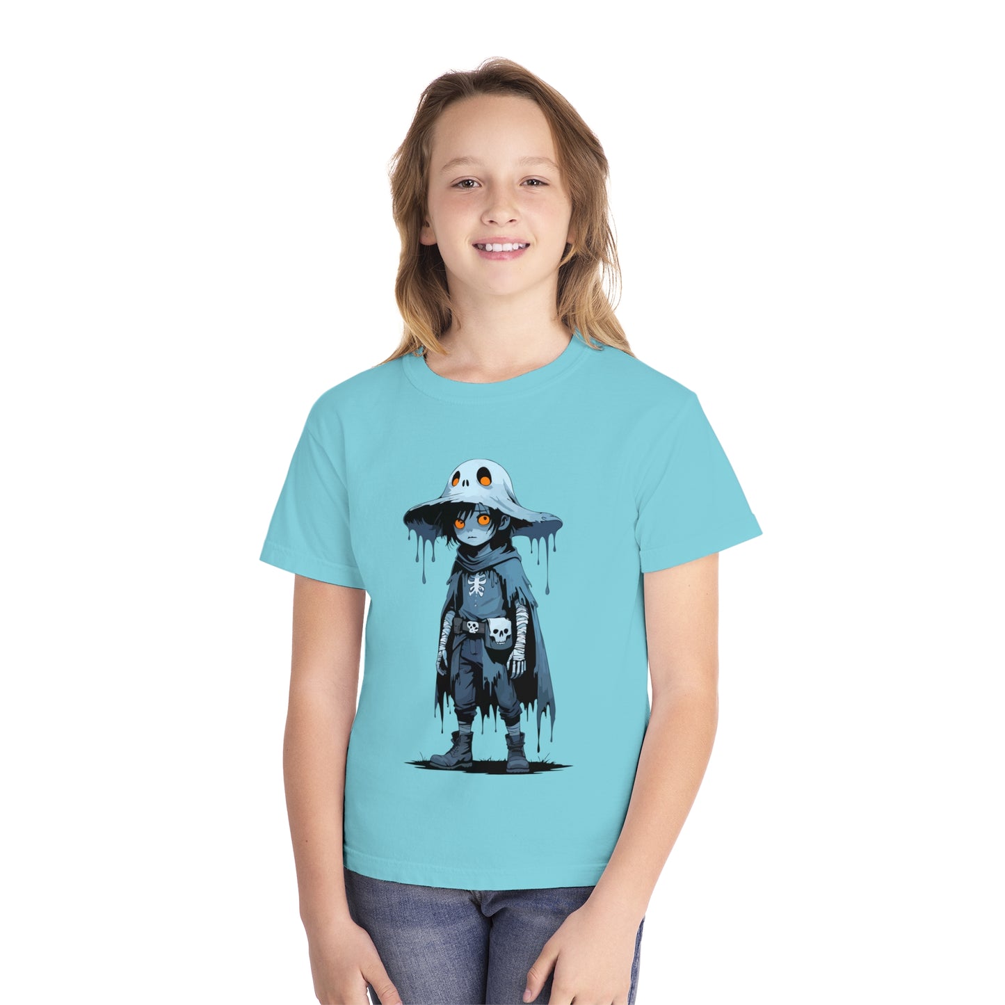 Youth Graphic Tee with Cool Character Design, Unisex Kids T-Shirt, Perfect for Halloween, Birthday Gift, Everyday Wear, Fun Costume Top