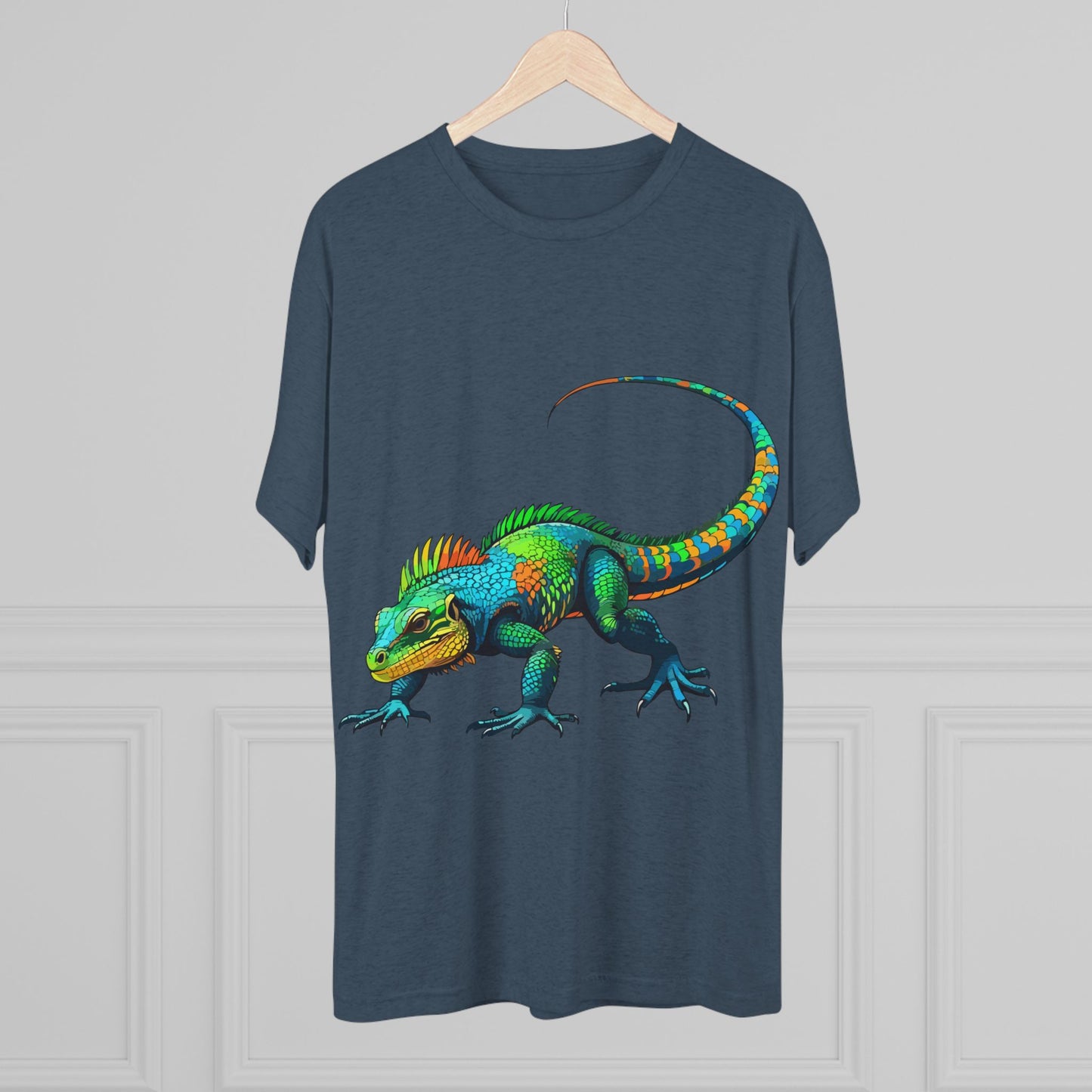 Vibrant Iguana Graphic Tee, Unisex Tri-Blend Crew Shirt, Casual Wear, Animal Lover Gift, Eco-Friendly Fashion, Fun Everyday Style