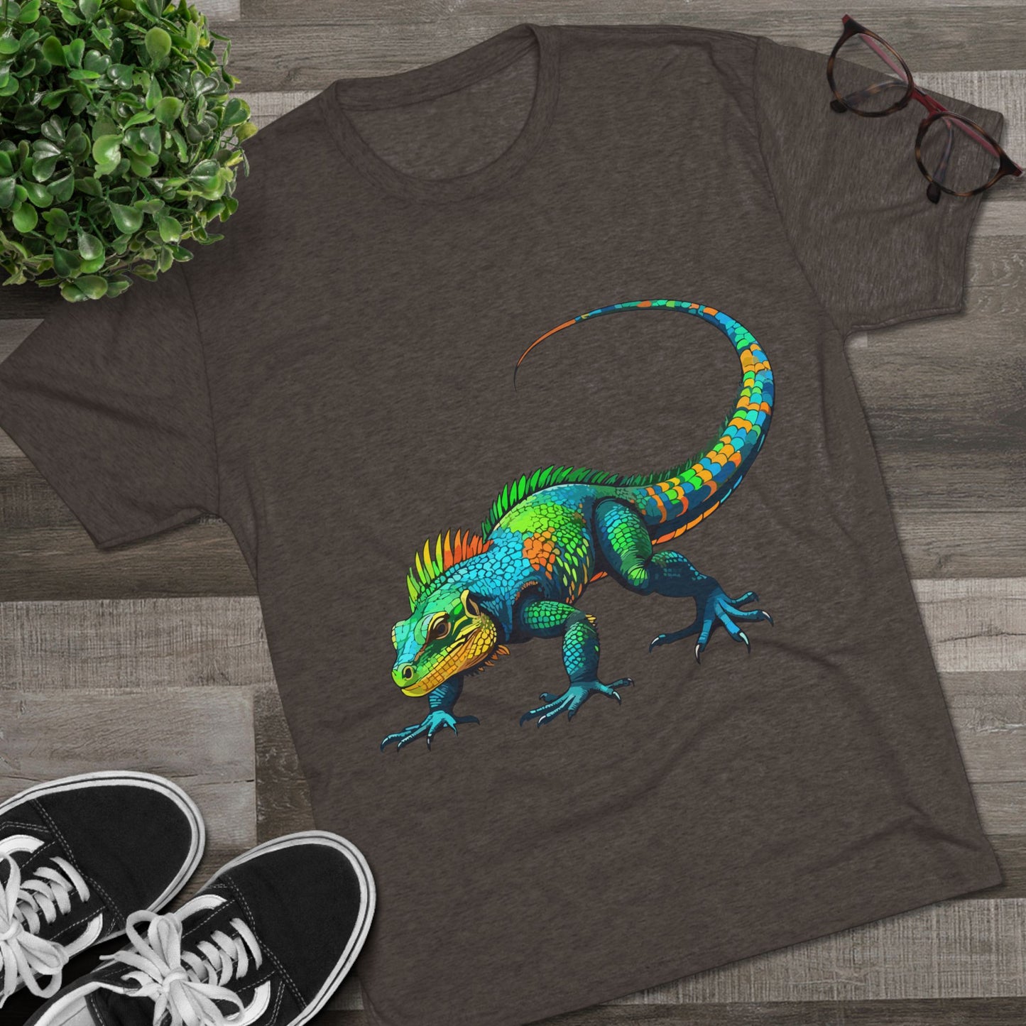 Vibrant Iguana Graphic Tee, Unisex Tri-Blend Crew Shirt, Casual Wear, Animal Lover Gift, Eco-Friendly Fashion, Fun Everyday Style