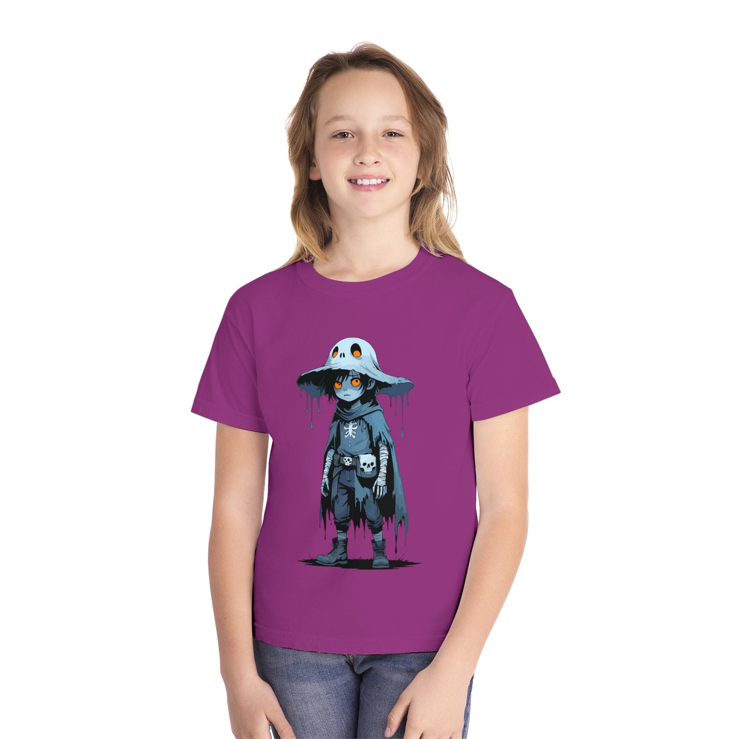 Youth Graphic Tee with Cool Character Design, Unisex Kids T-Shirt, Perfect for Halloween, Birthday Gift, Everyday Wear, Fun Costume Top