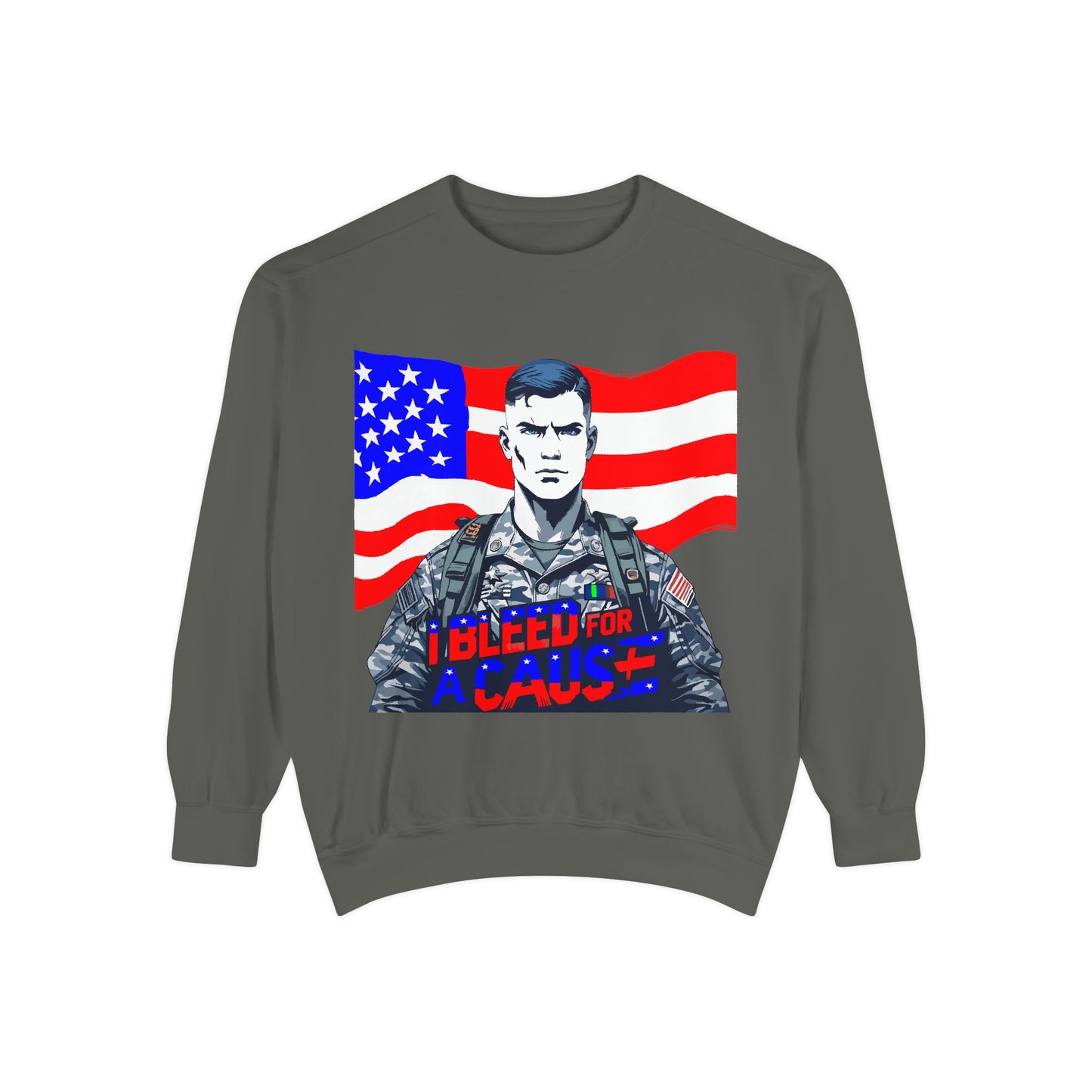 Patriotic Graphic Sweatshirt, Military Inspired Clothing, Unisex Casual Wear, Gift for Veterans, Comfortable Layering