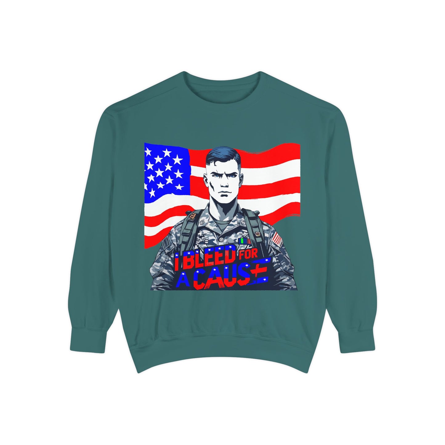 Patriotic Graphic Sweatshirt, Military Inspired Clothing, Unisex Casual Wear, Gift for Veterans, Comfortable Layering