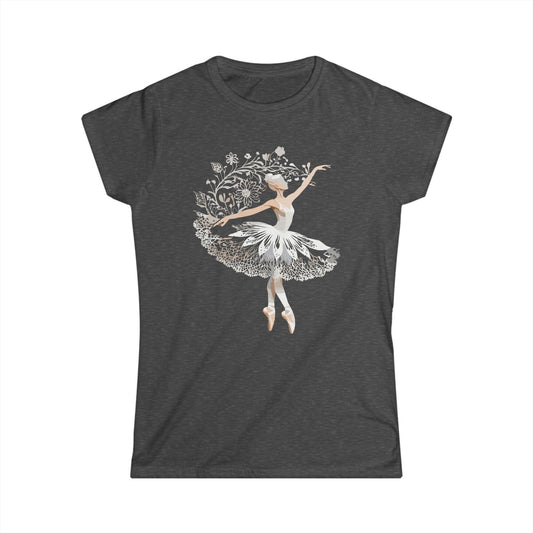 Ballet Dancer Women's Softstyle Tee, Dance Gift, Ballerina Shirt, Cute Women’s Top, Dance Apparel, Elegant Casualwear