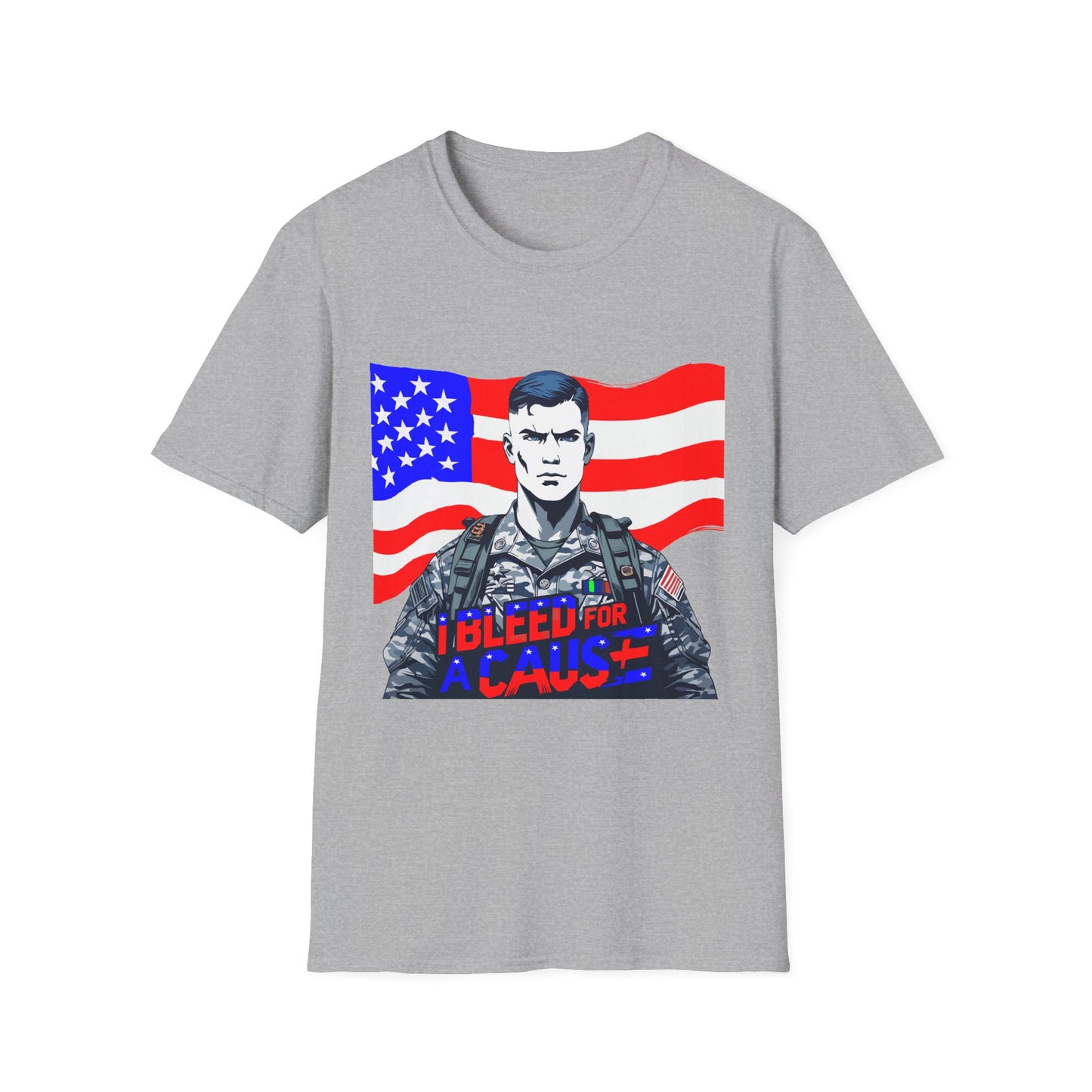 Patriotic Graphic Tee - I Bleed for a Cause, Veteran's Day Gift, Casual Wear, Unisex T-Shirt, Military Pride