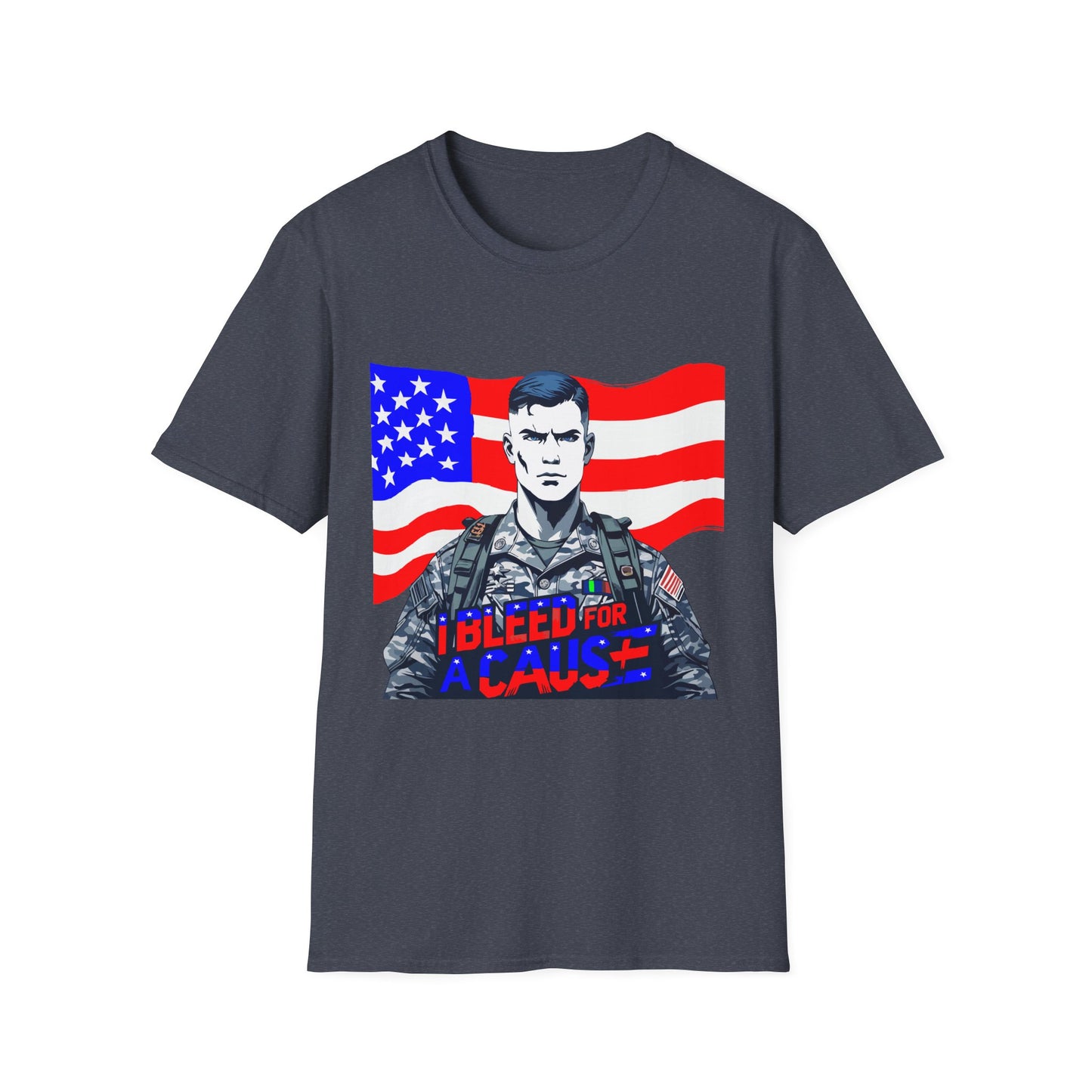 Patriotic Graphic Tee - I Bleed for a Cause, Veteran's Day Gift, Casual Wear, Unisex T-Shirt, Military Pride