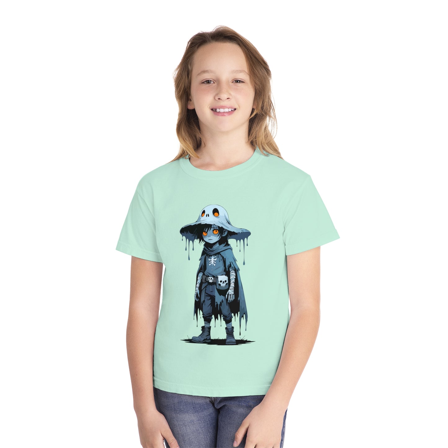 Youth Graphic Tee with Cool Character Design, Unisex Kids T-Shirt, Perfect for Halloween, Birthday Gift, Everyday Wear, Fun Costume Top