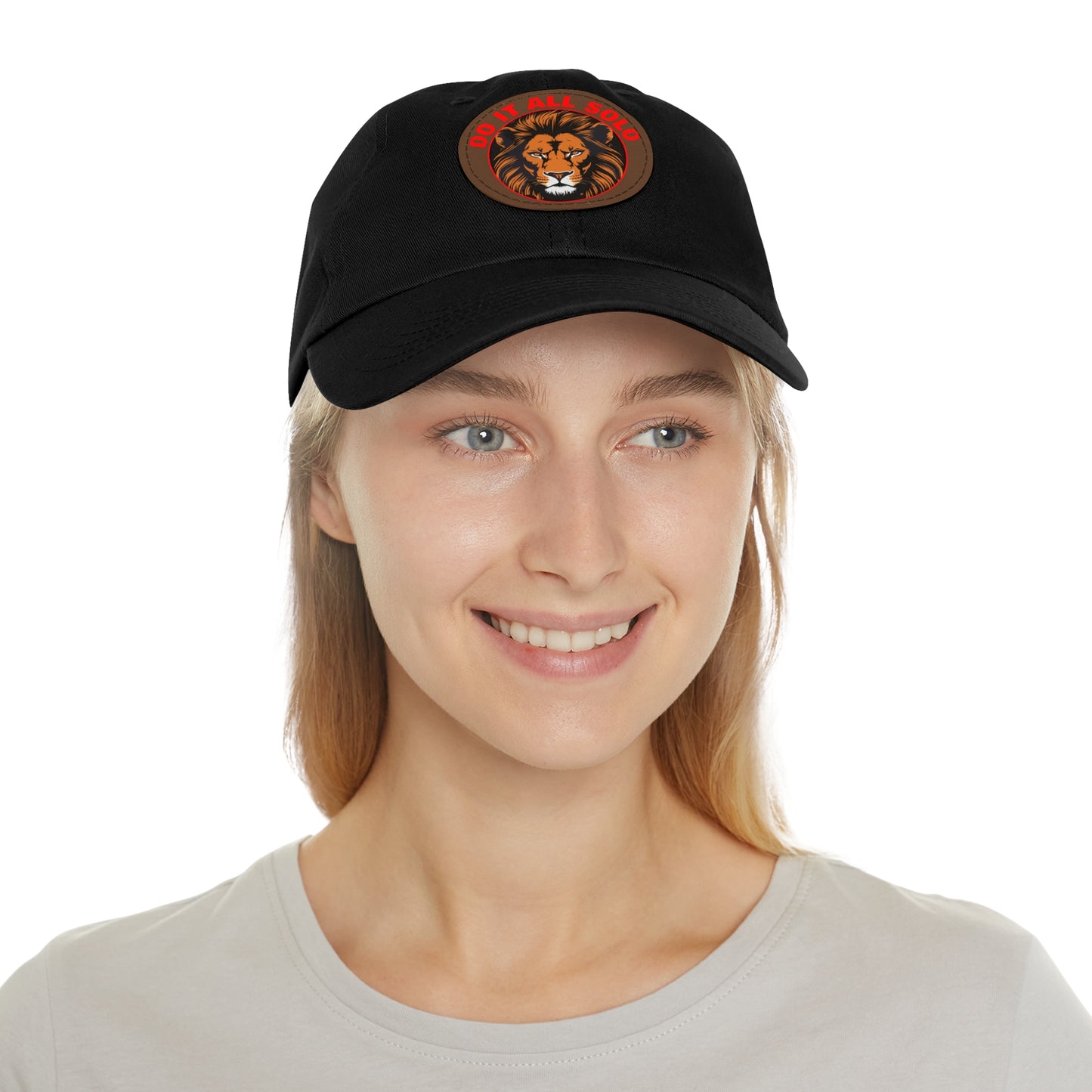 Lion Patch Dad Hat - Do It All Solo, Casual Cap for Dads, Adjustable Hat for Father's Day, Unique Gift for Men, Trendy Everyday Wear