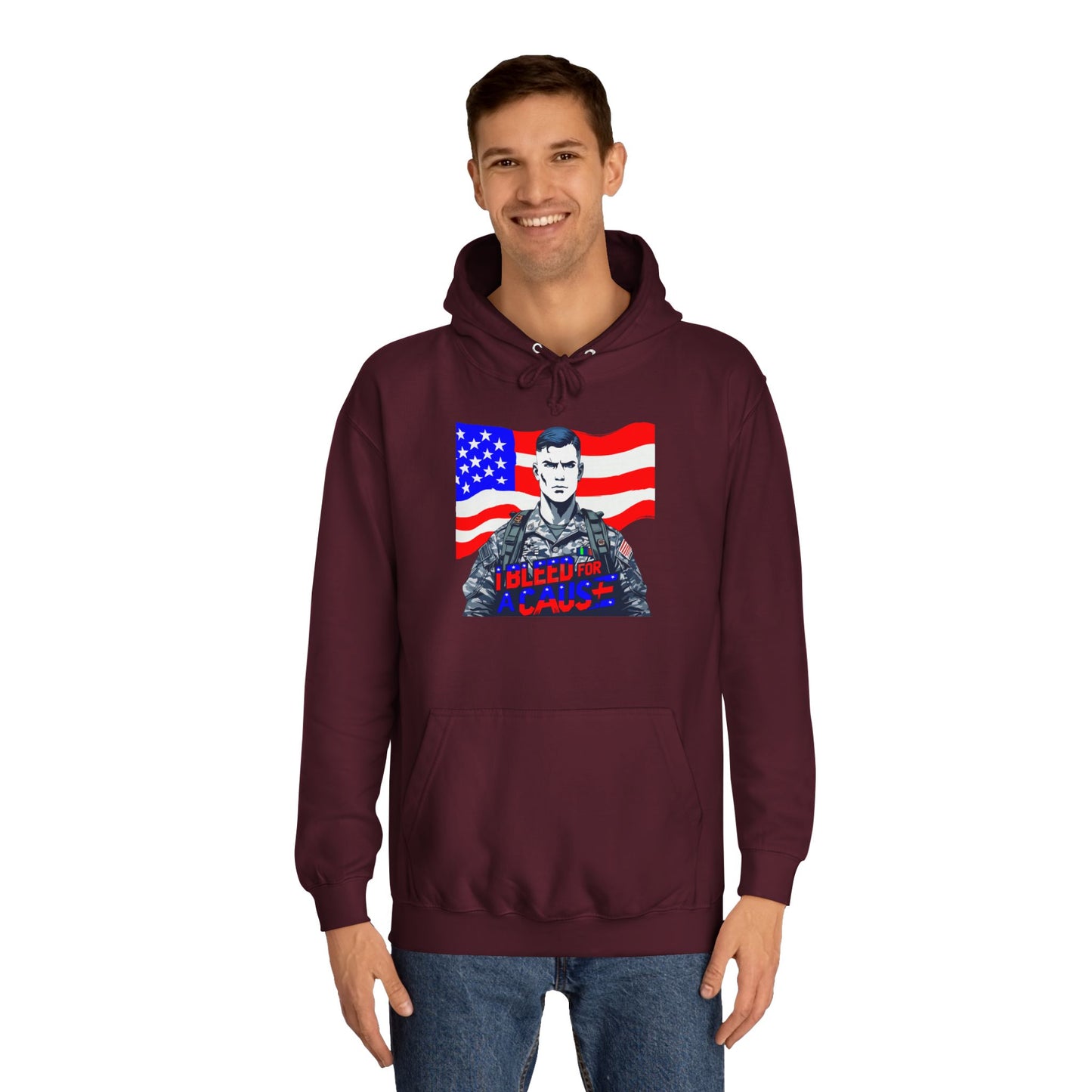 Patriotic Graphic Hoodie, Unisex College Hoodie, Casual Pullover, Gift for Students, USA Flag Sweatshirt, Cool College Apparel