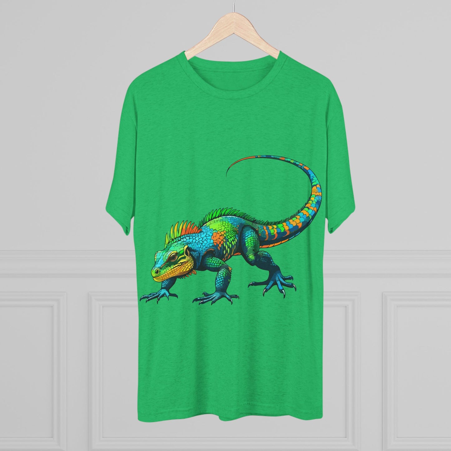 Vibrant Iguana Graphic Tee, Unisex Tri-Blend Crew Shirt, Casual Wear, Animal Lover Gift, Eco-Friendly Fashion, Fun Everyday Style