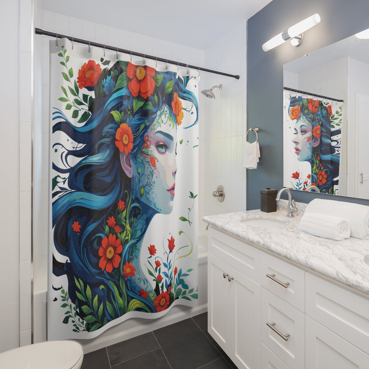 Bohemian Floral Shower Curtain, Vibrant Bathroom Decor, Unique Gift for Home, Nature Inspired, Artsy Design