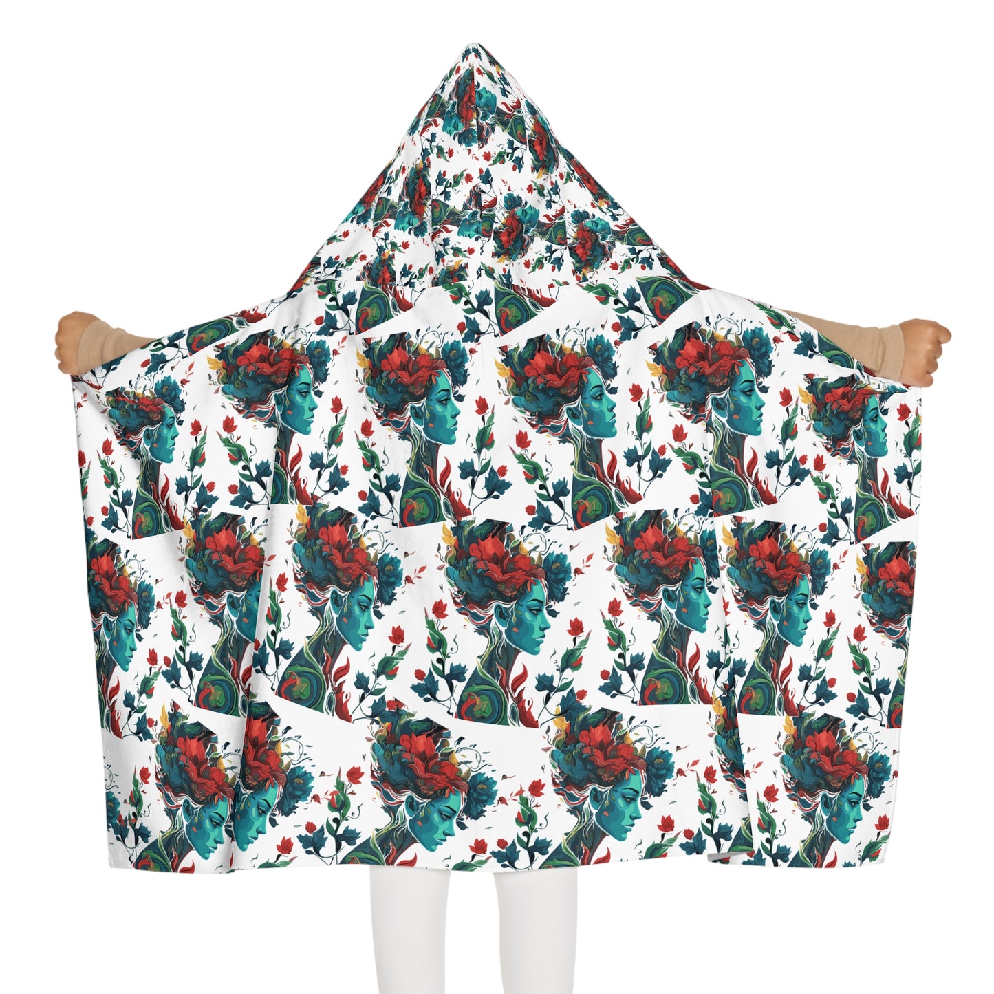 Vibrant Floral Youth Hooded Towel, Kids Bath Towel, Pool Towel, Beach Towel, Birthday Gift, Fun Bath Time Accessory