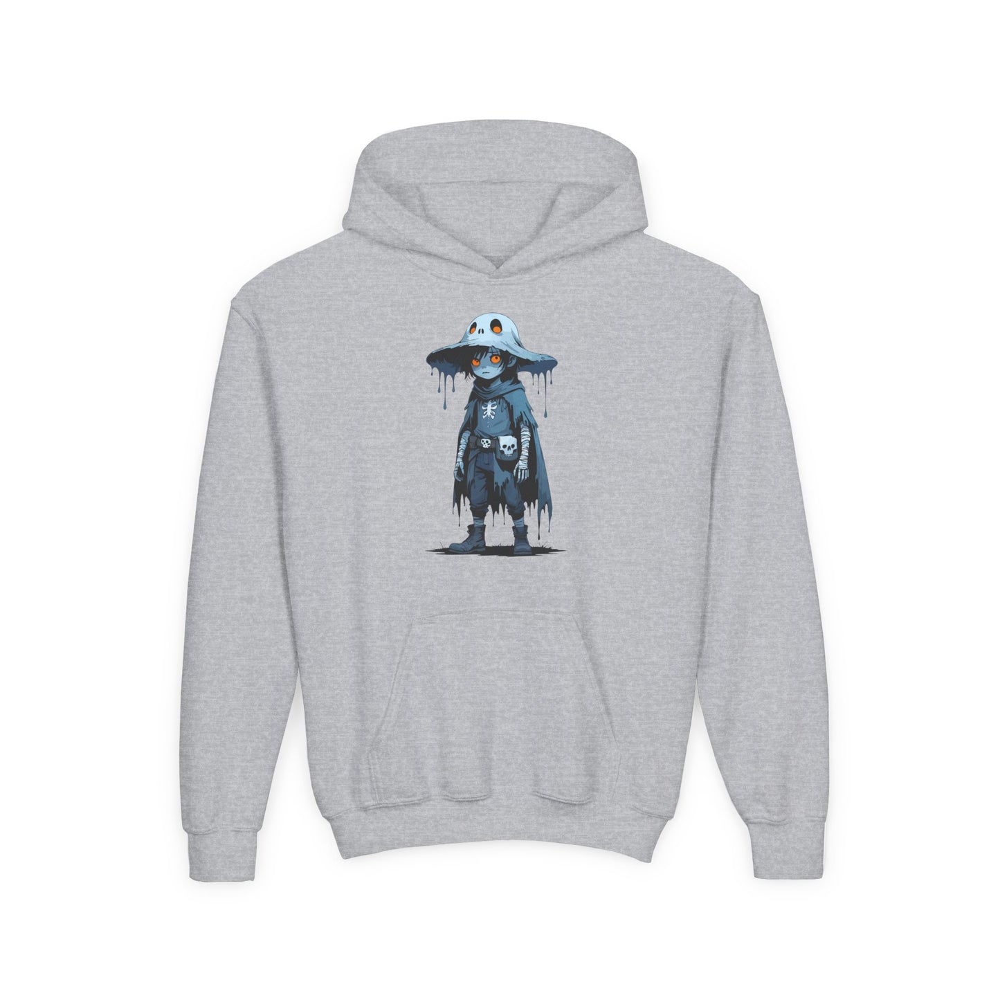 Youth Hoodie with Spooky Character Design, Halloween Gift, Cozy Sweatshirt, Kids Apparel, Youth Pullover, Fall Fashion