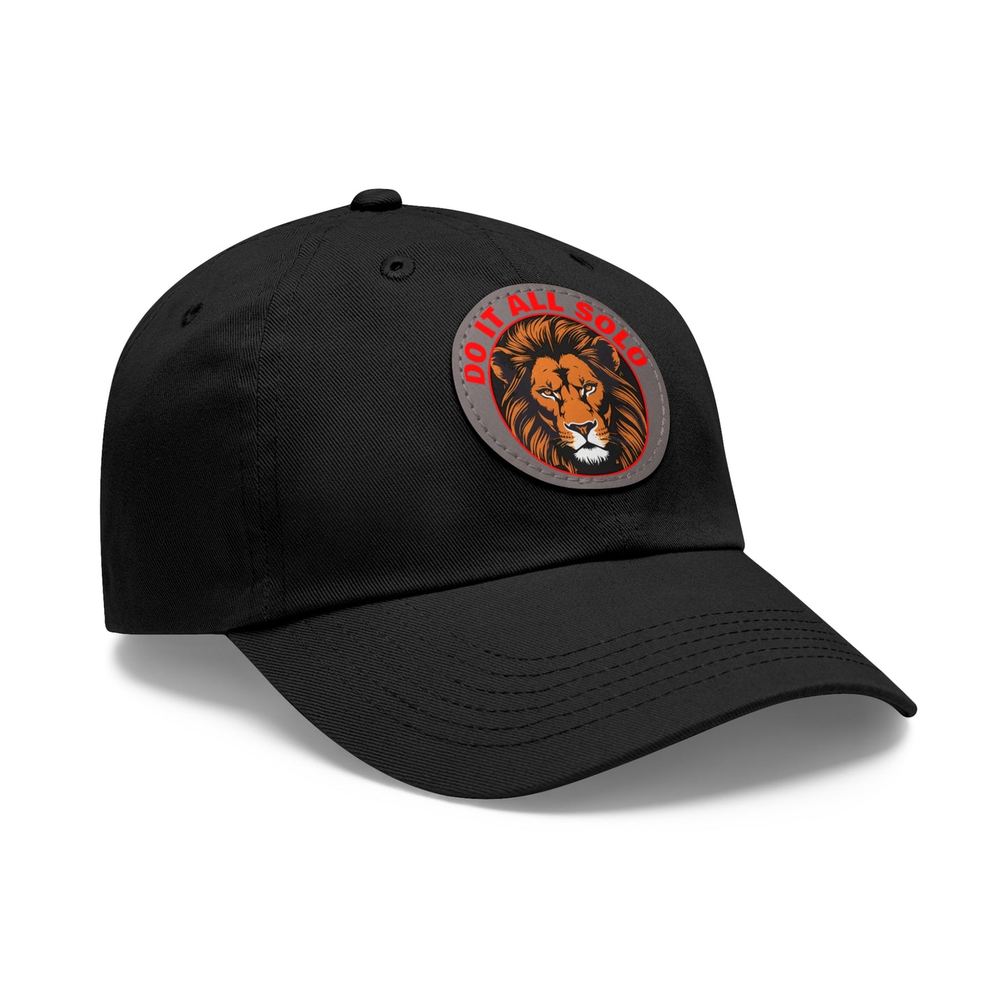Lion Patch Dad Hat - Do It All Solo, Casual Cap for Dads, Adjustable Hat for Father's Day, Unique Gift for Men, Trendy Everyday Wear