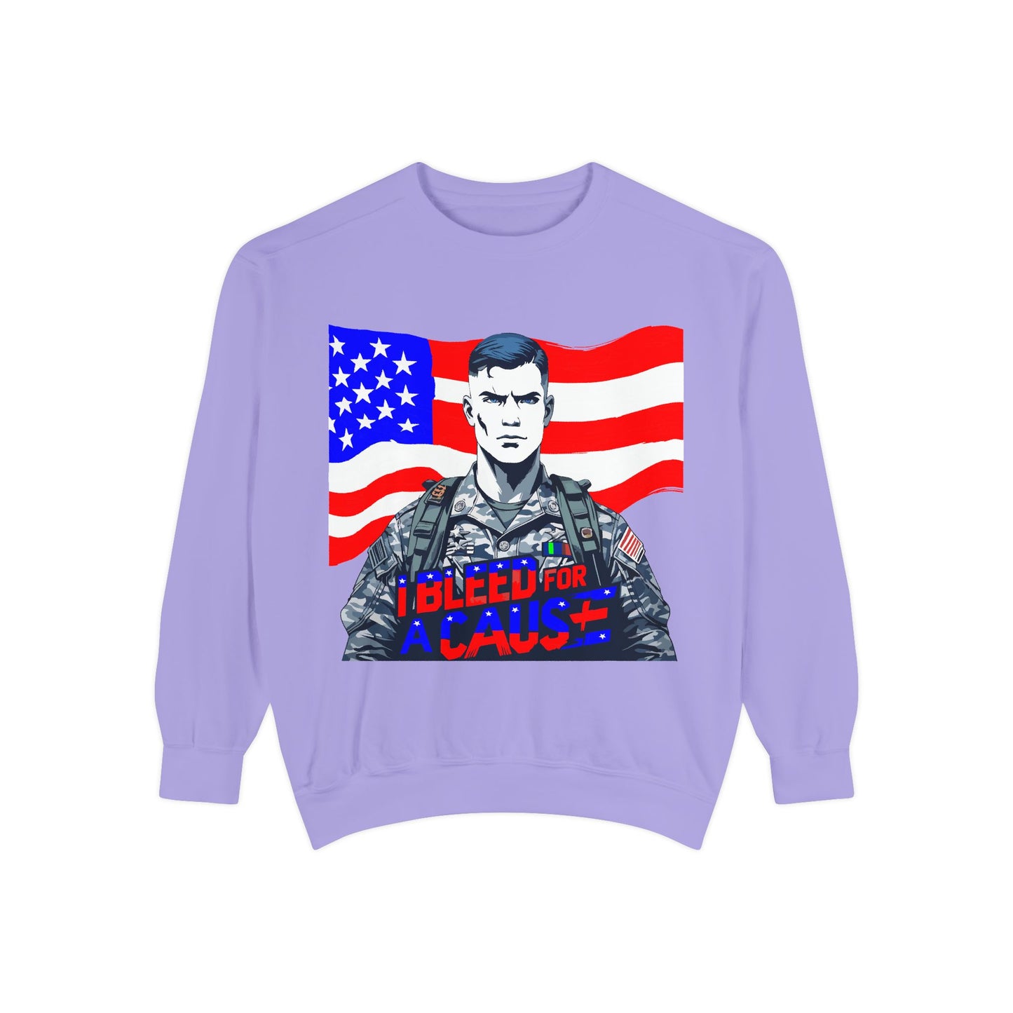 Patriotic Graphic Sweatshirt, Military Inspired Clothing, Unisex Casual Wear, Gift for Veterans, Comfortable Layering