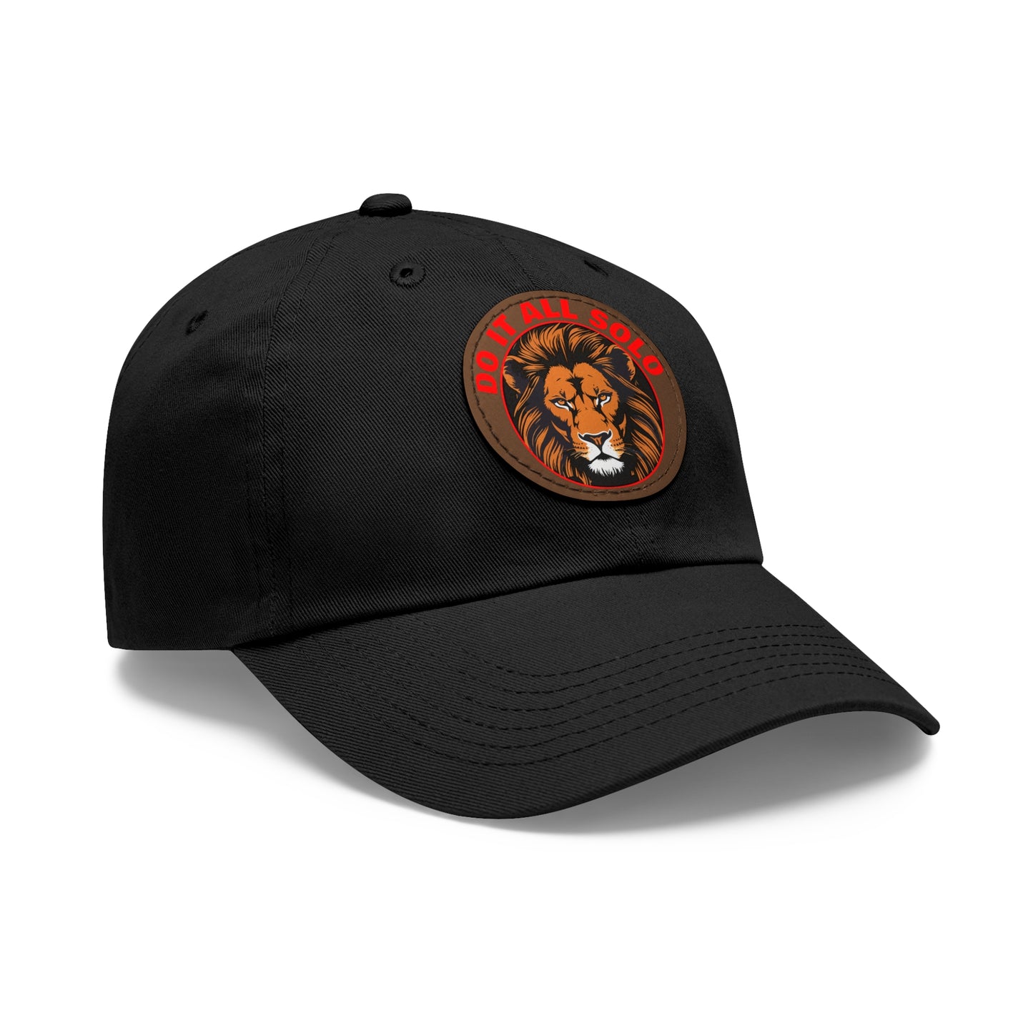 Lion Patch Dad Hat - Do It All Solo, Casual Cap for Dads, Adjustable Hat for Father's Day, Unique Gift for Men, Trendy Everyday Wear