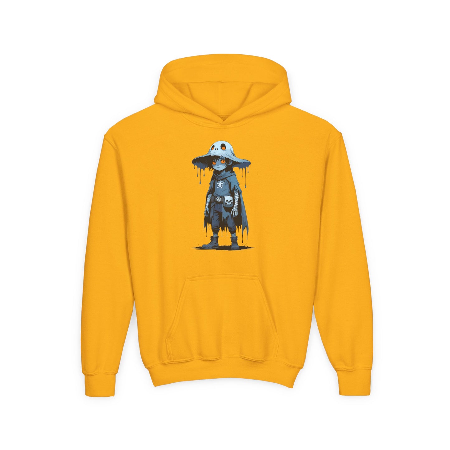 Youth Hoodie with Spooky Character Design, Halloween Gift, Cozy Sweatshirt, Kids Apparel, Youth Pullover, Fall Fashion