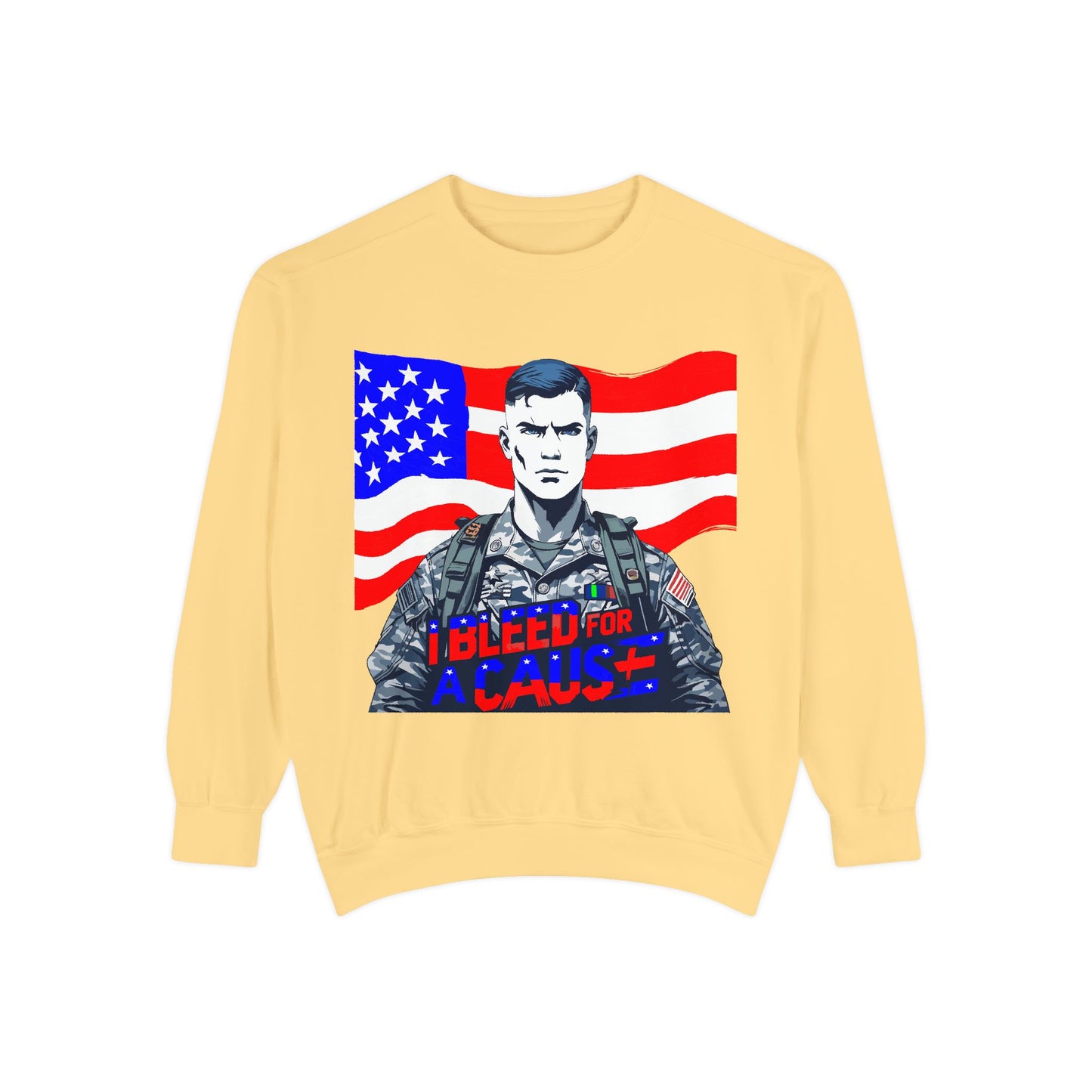 Patriotic Graphic Sweatshirt, Military Inspired Clothing, Unisex Casual Wear, Gift for Veterans, Comfortable Layering