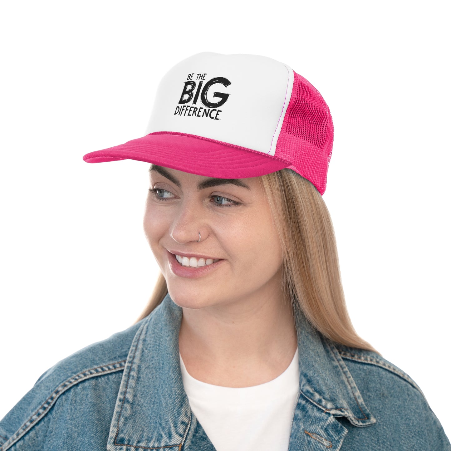 Vibrant Trucker Cap with 'Be the BIG Difference' Design, Ideal Gift for Outdoor Lovers, Great for Summer, Festivals, and Fundraisers
