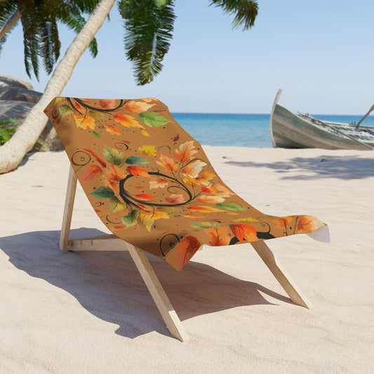 Bohemian Autumn Beach Towel, Cozy Fall Vibes, Floral Towel, Outdoor Beach Essentials, Perfect for vacations and gifts