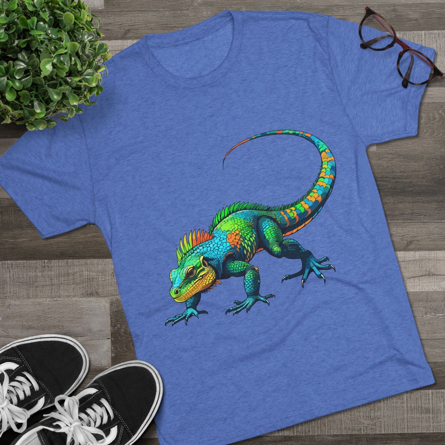 Vibrant Iguana Graphic Tee, Unisex Tri-Blend Crew Shirt, Casual Wear, Animal Lover Gift, Eco-Friendly Fashion, Fun Everyday Style