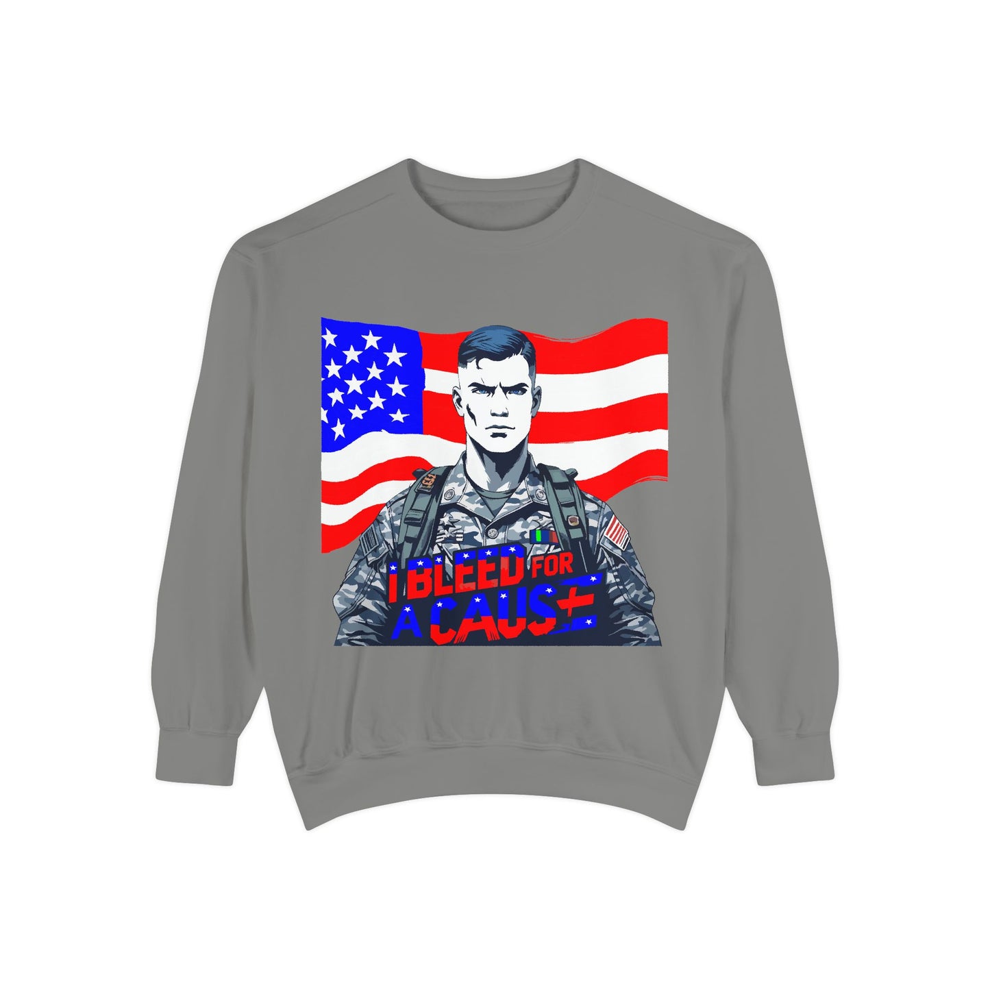 Patriotic Graphic Sweatshirt, Military Inspired Clothing, Unisex Casual Wear, Gift for Veterans, Comfortable Layering