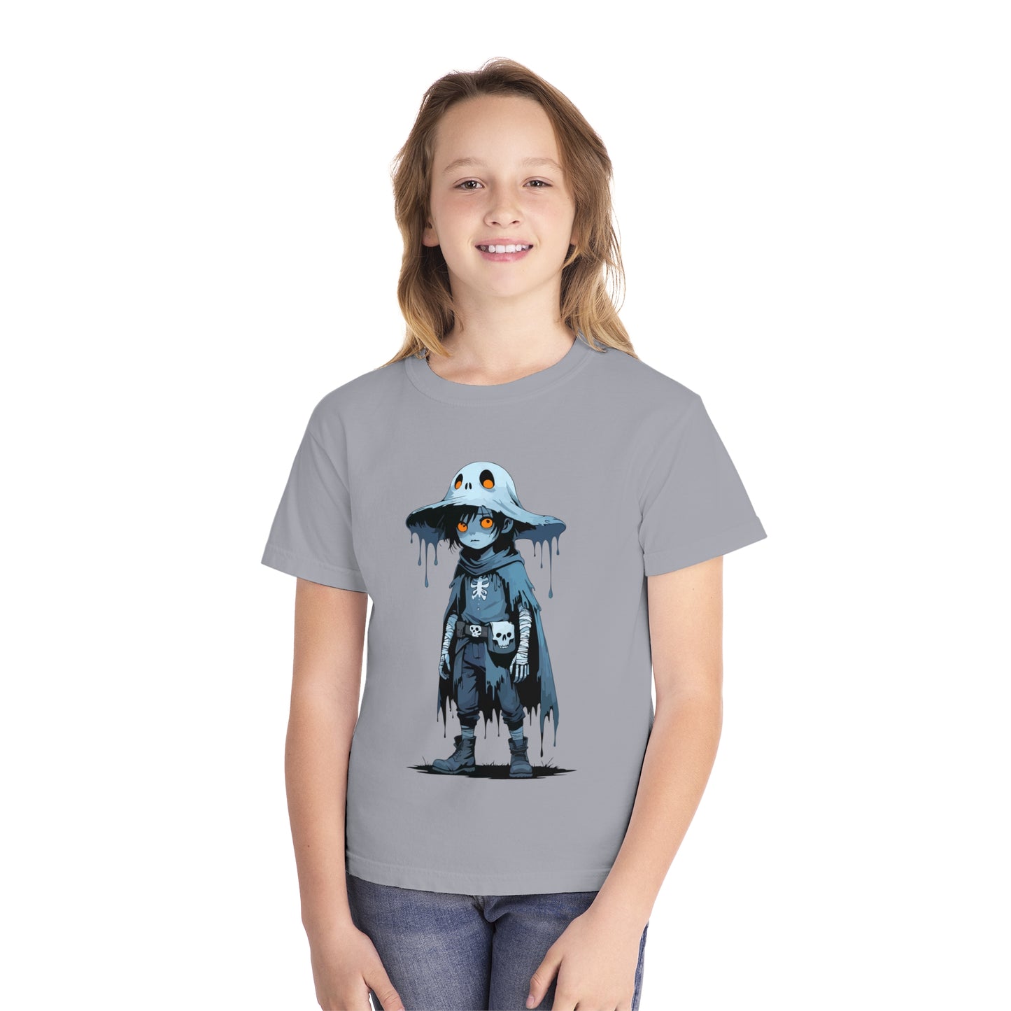 Youth Graphic Tee with Cool Character Design, Unisex Kids T-Shirt, Perfect for Halloween, Birthday Gift, Everyday Wear, Fun Costume Top
