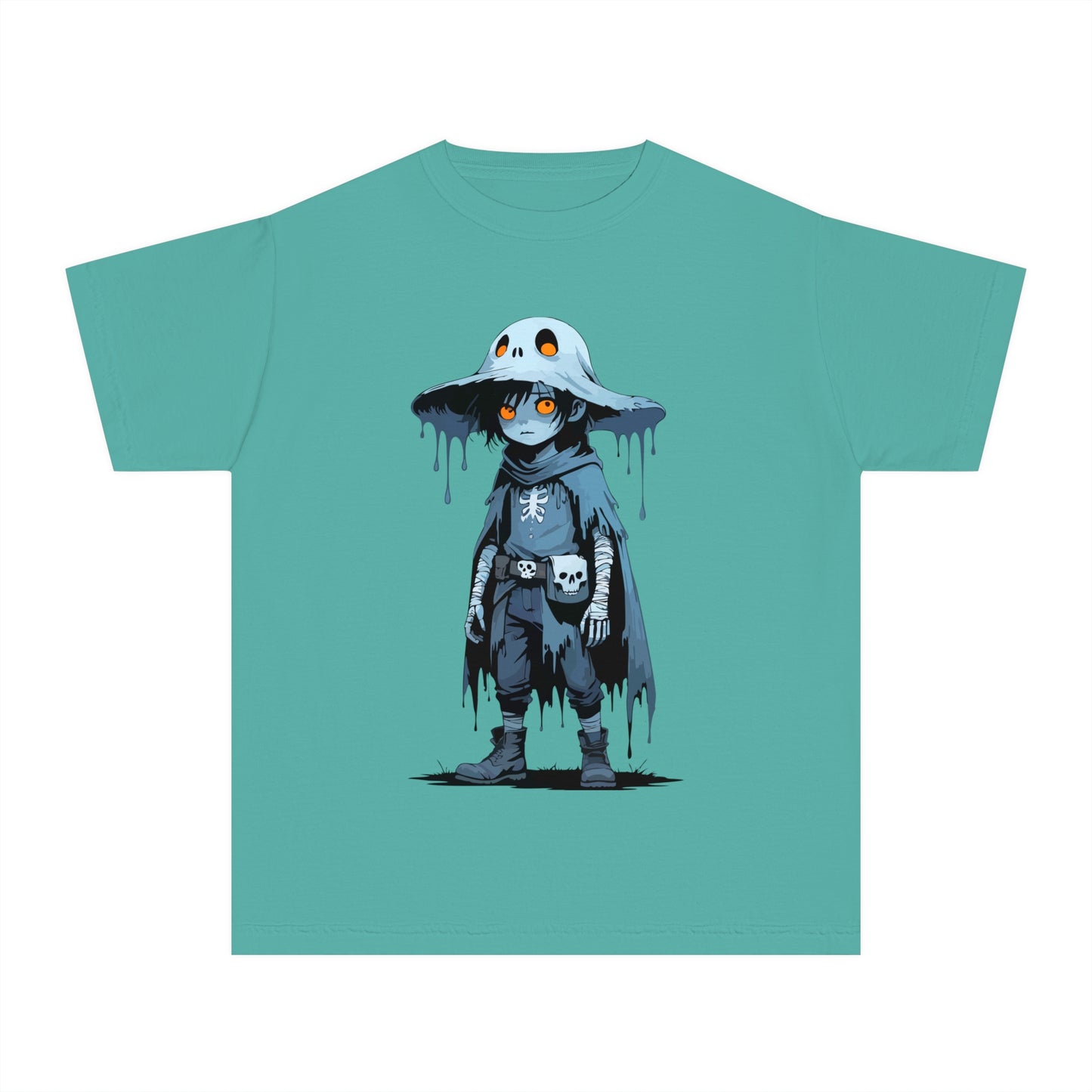 Youth Graphic Tee with Cool Character Design, Unisex Kids T-Shirt, Perfect for Halloween, Birthday Gift, Everyday Wear, Fun Costume Top