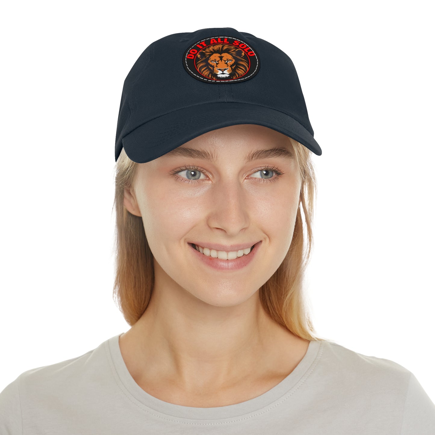Lion Patch Dad Hat - Do It All Solo, Casual Cap for Dads, Adjustable Hat for Father's Day, Unique Gift for Men, Trendy Everyday Wear