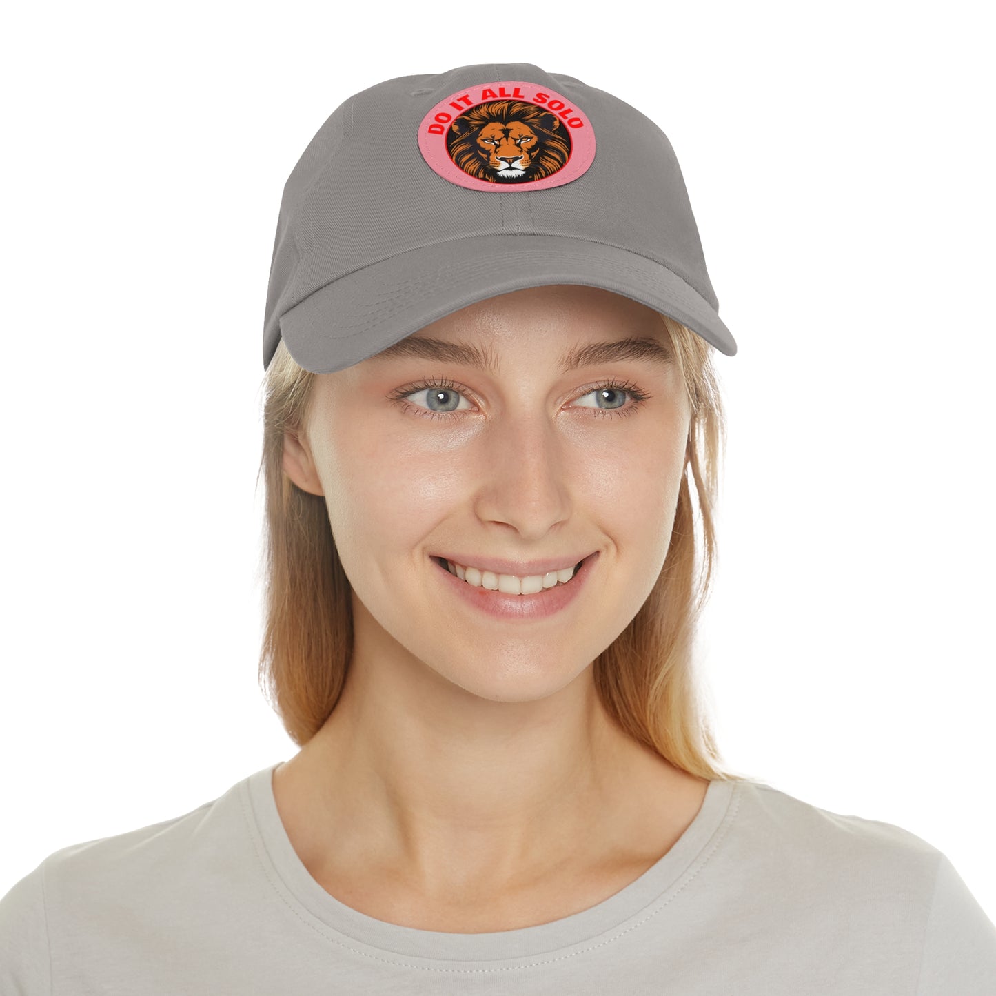 Lion Patch Dad Hat - Do It All Solo, Casual Cap for Dads, Adjustable Hat for Father's Day, Unique Gift for Men, Trendy Everyday Wear