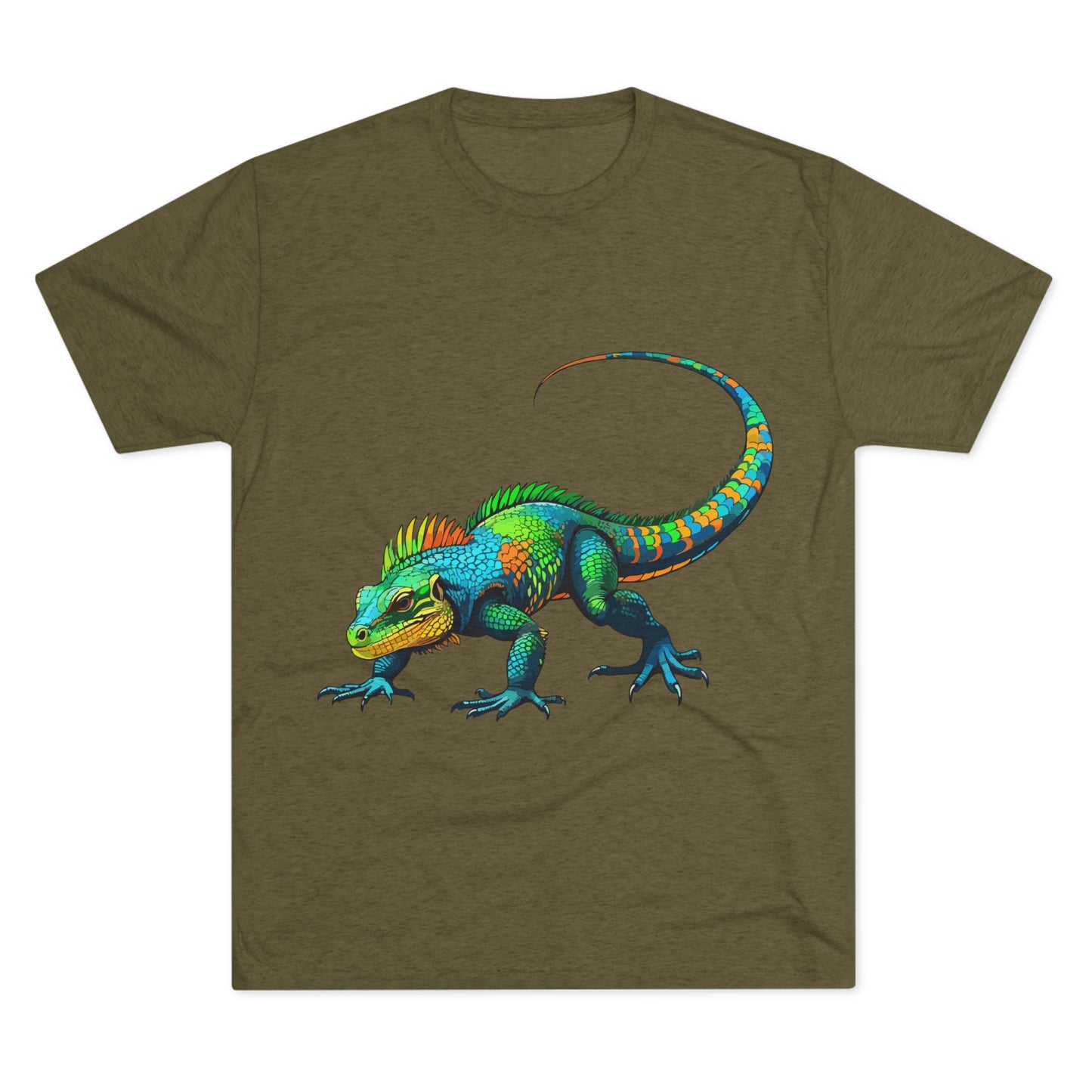 Vibrant Iguana Graphic Tee, Unisex Tri-Blend Crew Shirt, Casual Wear, Animal Lover Gift, Eco-Friendly Fashion, Fun Everyday Style