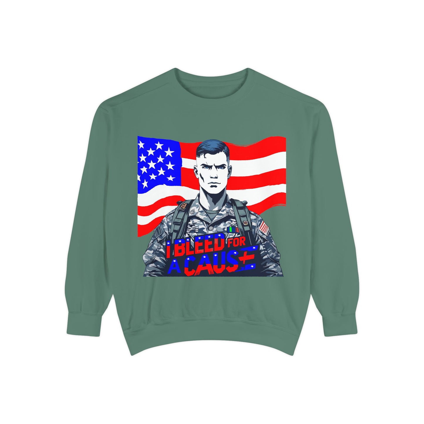Patriotic Graphic Sweatshirt, Military Inspired Clothing, Unisex Casual Wear, Gift for Veterans, Comfortable Layering