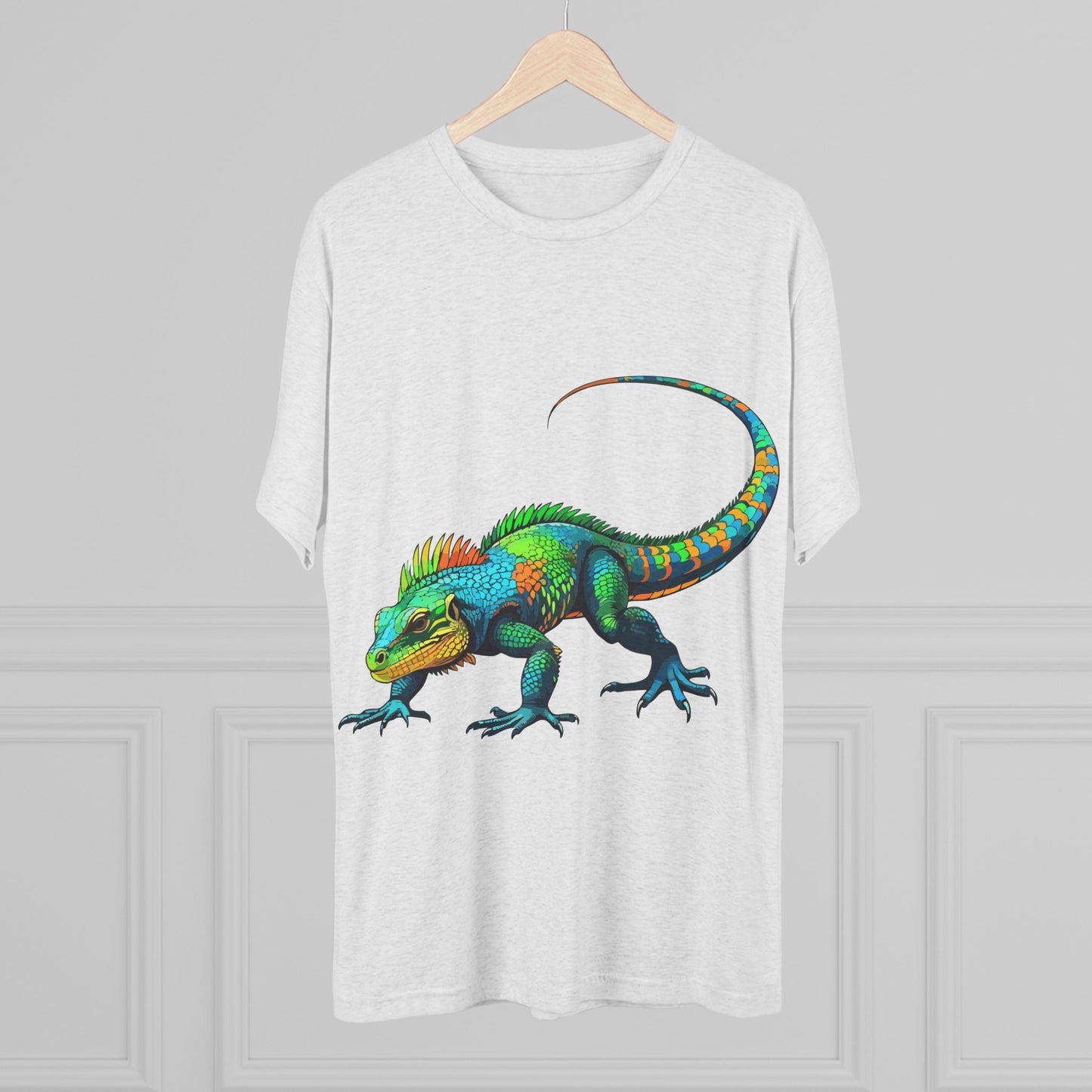 Vibrant Iguana Graphic Tee, Unisex Tri-Blend Crew Shirt, Casual Wear, Animal Lover Gift, Eco-Friendly Fashion, Fun Everyday Style