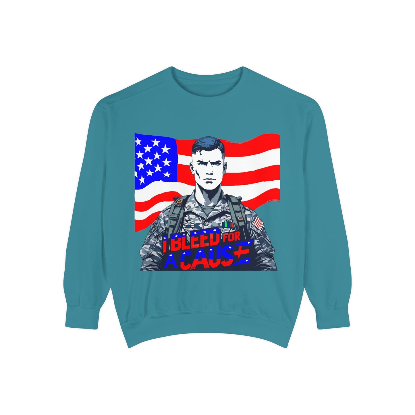 Patriotic Graphic Sweatshirt, Military Inspired Clothing, Unisex Casual Wear, Gift for Veterans, Comfortable Layering