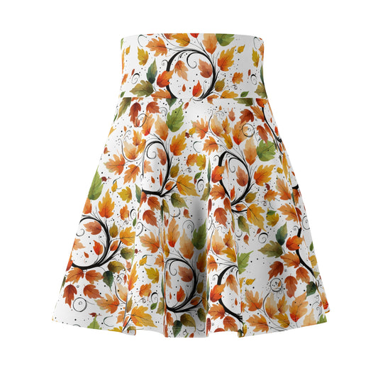 Autumn Vibes Women's Skater Skirt, Fall Fashion Skirt, Casual Skater Dress, Floral Print Skirt, Seasonal Style Skirt