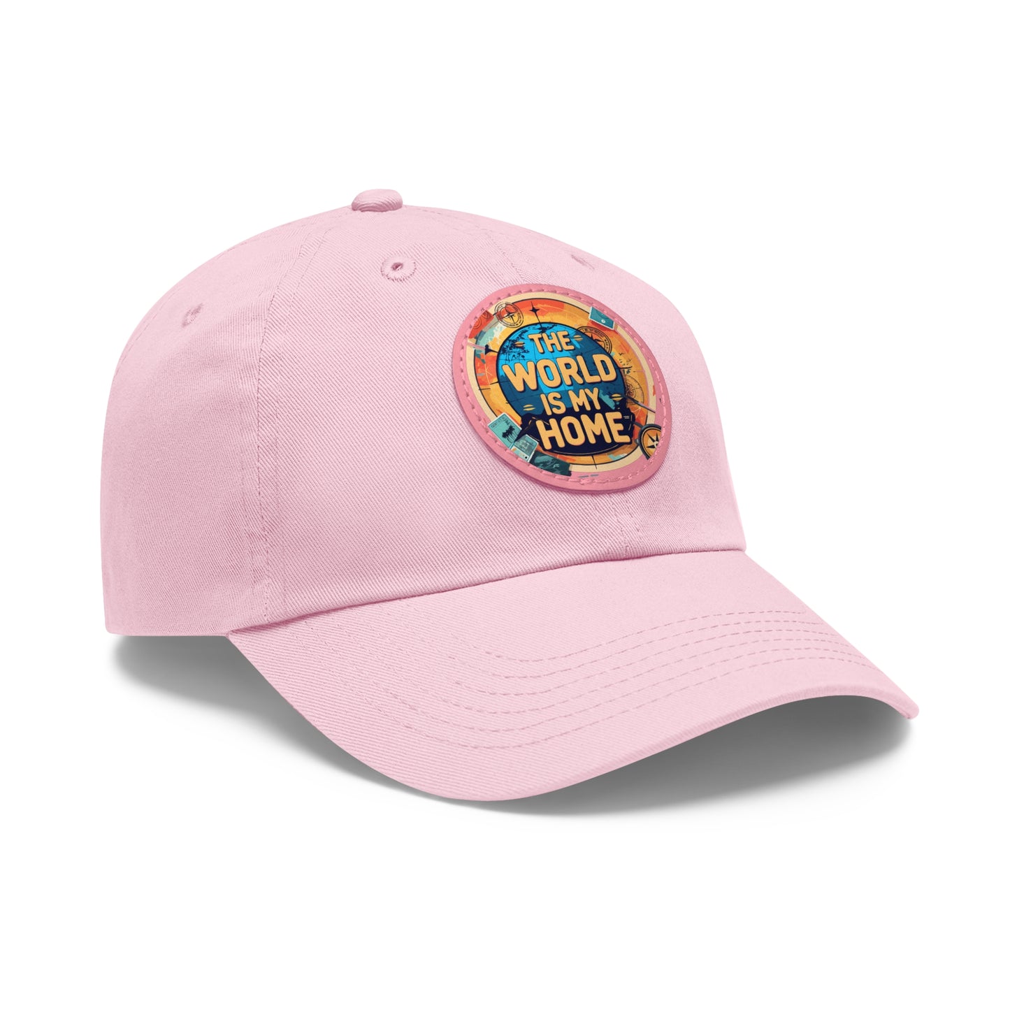 Adventure Dad Hat with Leather Patch - The World is My Home, Travel Gift, Casual Wear, Outdoor Activities, Father's Day