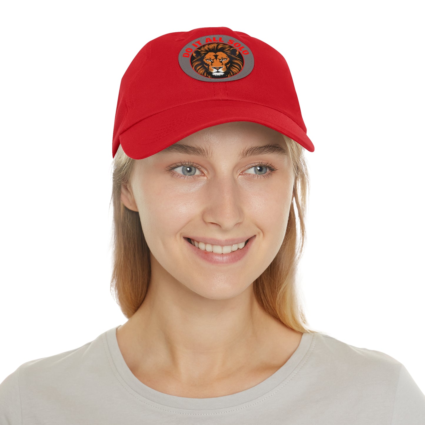 Lion Patch Dad Hat - Do It All Solo, Casual Cap for Dads, Adjustable Hat for Father's Day, Unique Gift for Men, Trendy Everyday Wear