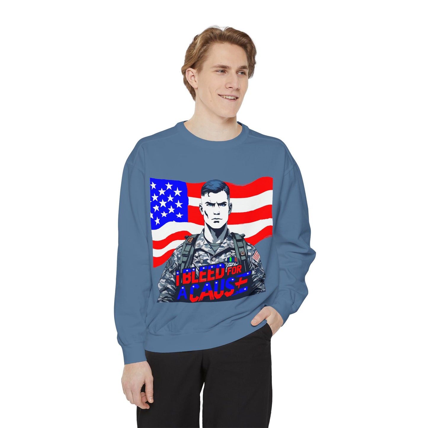 Patriotic Graphic Sweatshirt, Military Inspired Clothing, Unisex Casual Wear, Gift for Veterans, Comfortable Layering