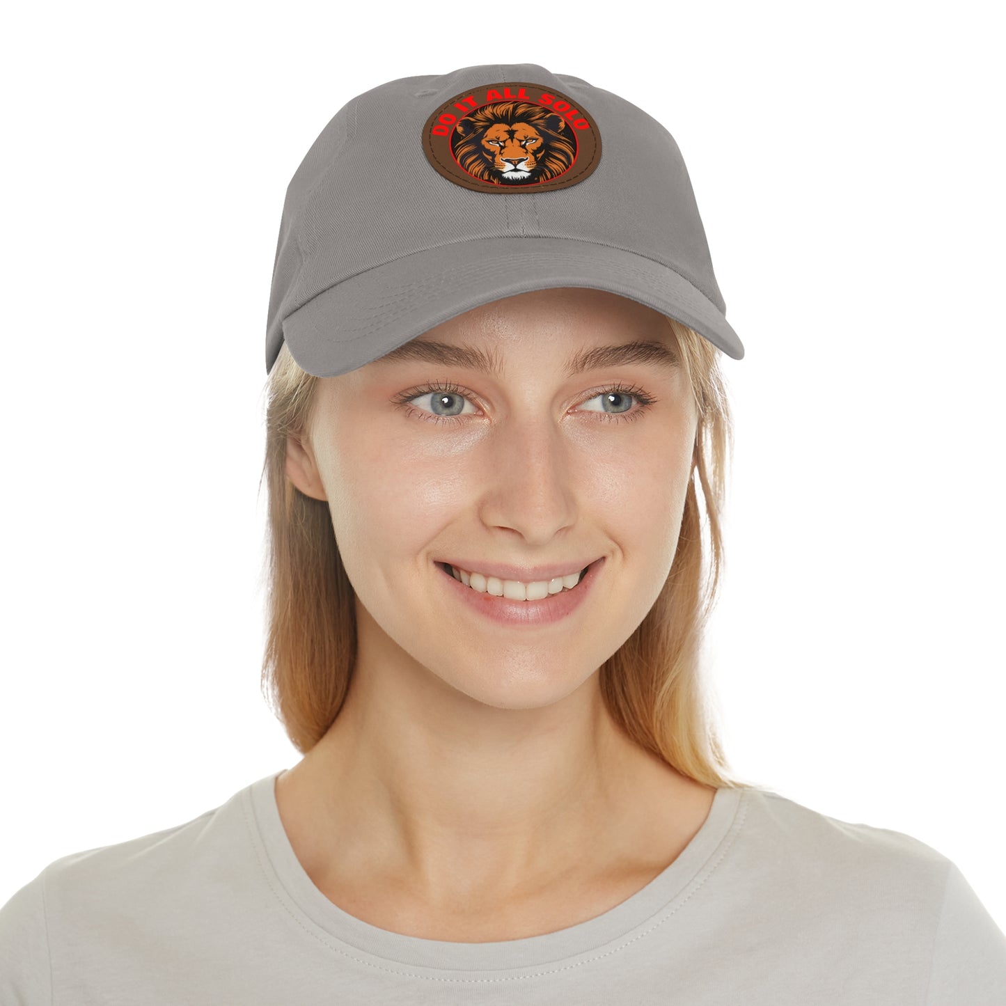 Lion Patch Dad Hat - Do It All Solo, Casual Cap for Dads, Adjustable Hat for Father's Day, Unique Gift for Men, Trendy Everyday Wear