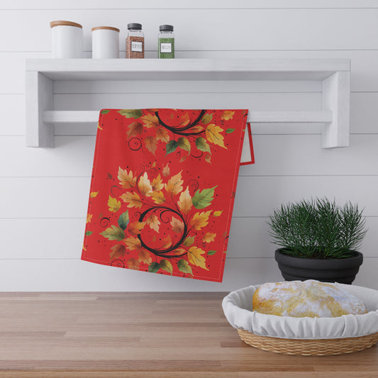 Autumn Leaf Tea Towels, Rustic Kitchen Decor, Fall Home Accessories, Thanksgiving Gifts, Eco-Friendly Cotton Towels