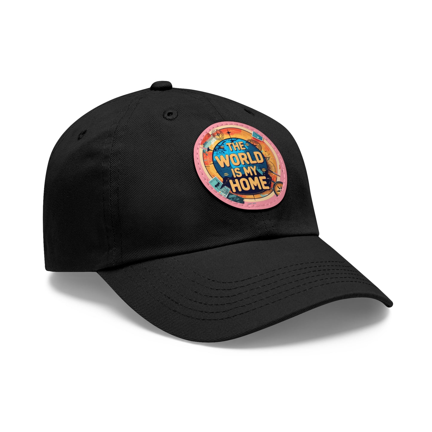 Adventure Dad Hat with Leather Patch - The World is My Home, Travel Gift, Casual Wear, Outdoor Activities, Father's Day