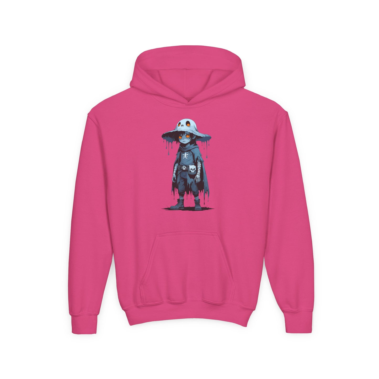 Youth Hoodie with Spooky Character Design, Halloween Gift, Cozy Sweatshirt, Kids Apparel, Youth Pullover, Fall Fashion