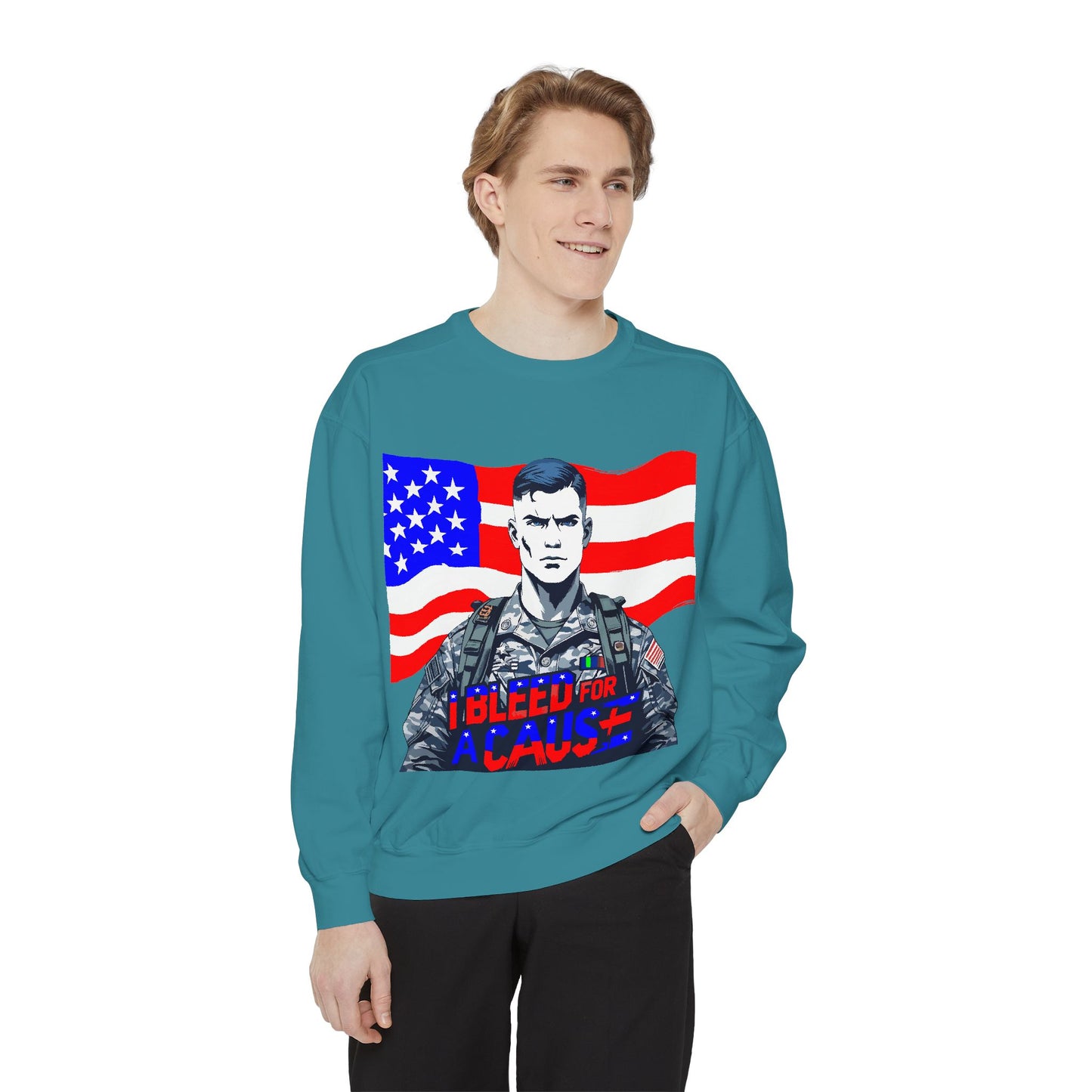 Patriotic Graphic Sweatshirt, Military Inspired Clothing, Unisex Casual Wear, Gift for Veterans, Comfortable Layering