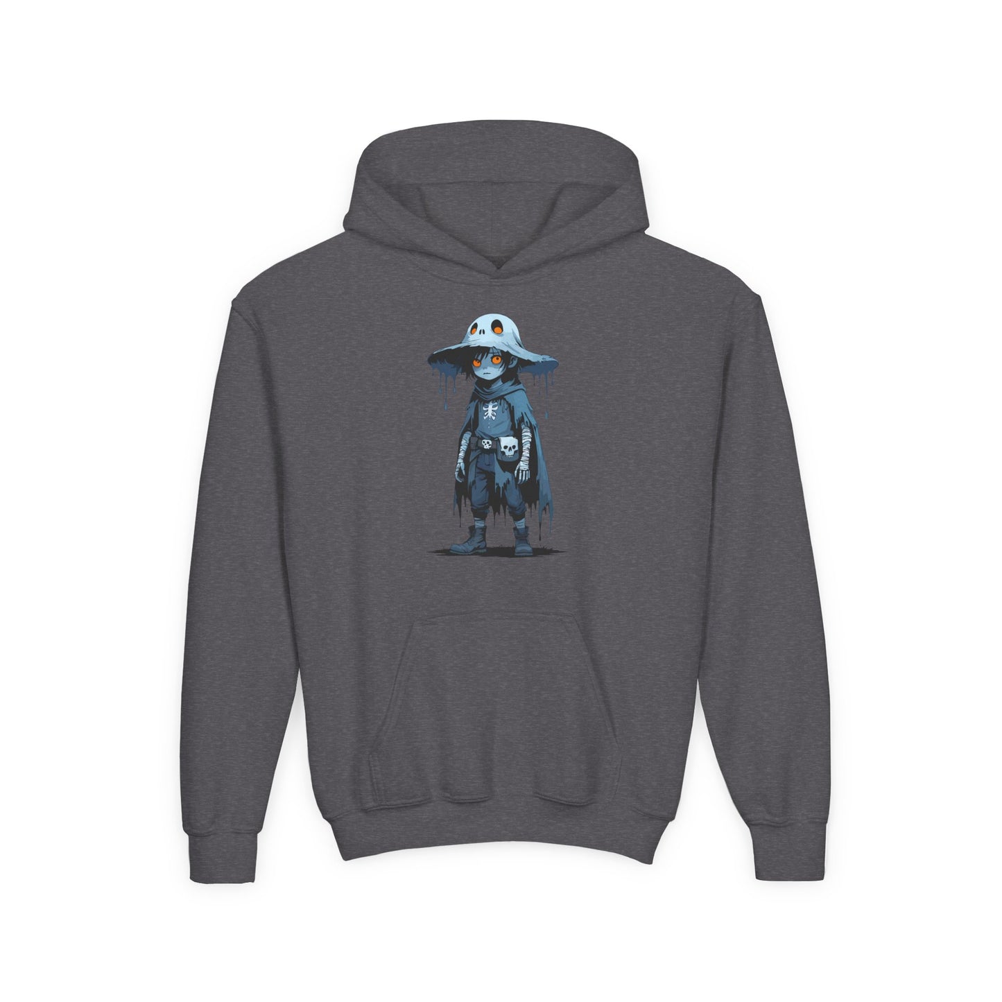 Youth Hoodie with Spooky Character Design, Halloween Gift, Cozy Sweatshirt, Kids Apparel, Youth Pullover, Fall Fashion