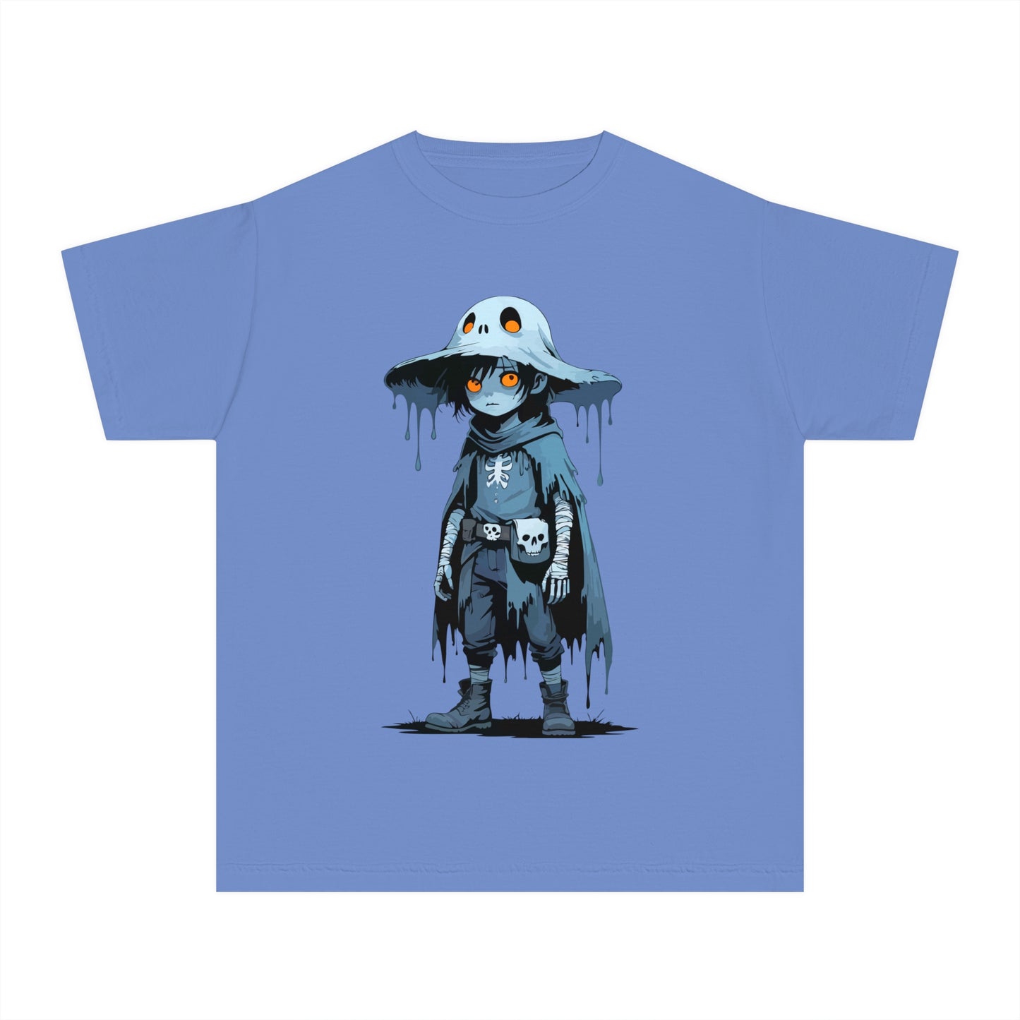 Youth Graphic Tee with Cool Character Design, Unisex Kids T-Shirt, Perfect for Halloween, Birthday Gift, Everyday Wear, Fun Costume Top