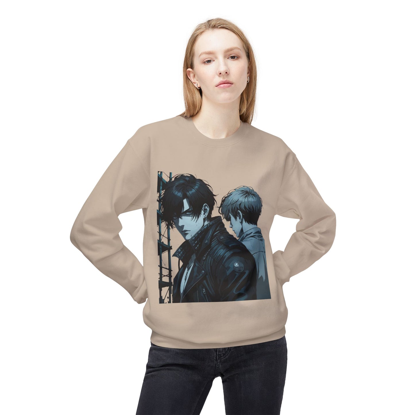 Unisex Fleece Crewneck Sweatshirt with Retro Art, Vintage Graphic Sweater, Casual Wear for Art Lovers, Gift for Him/Her, Cozy Relaxed Style